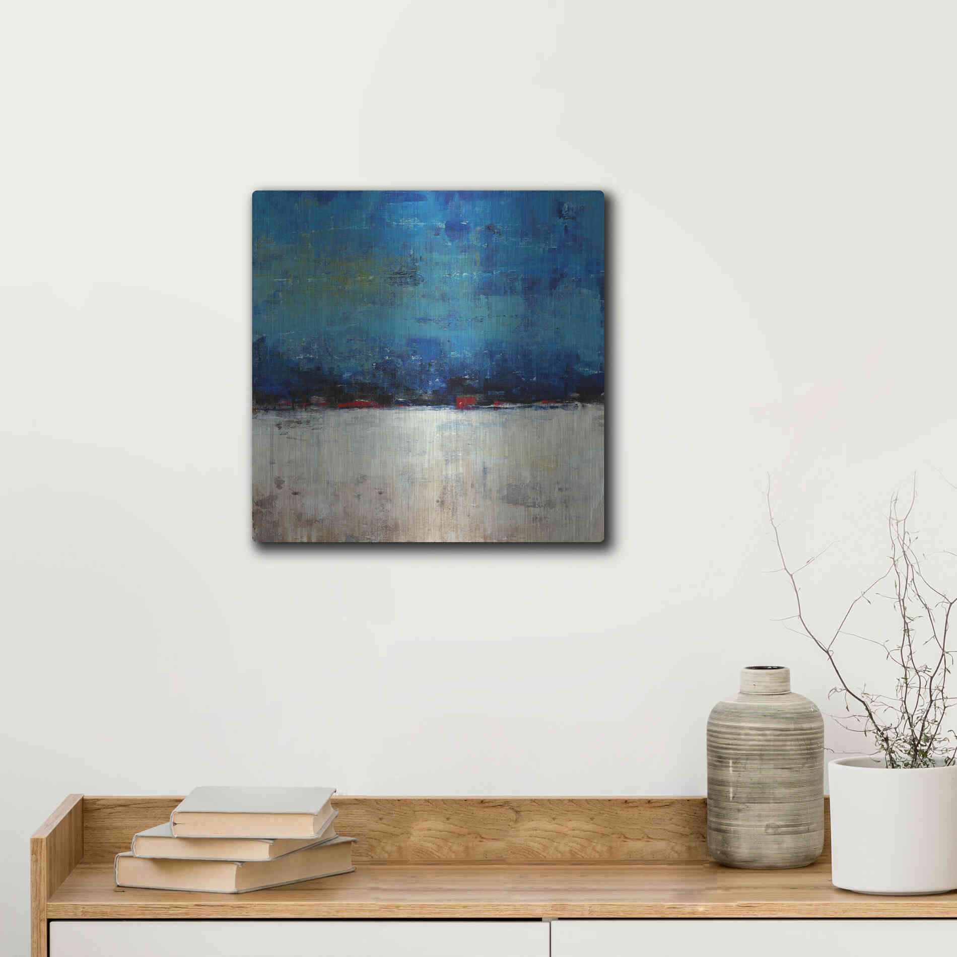 Luxe Metal Art 'A Touch of Red I' by Tim O'Toole, Metal Wall Art,12x12