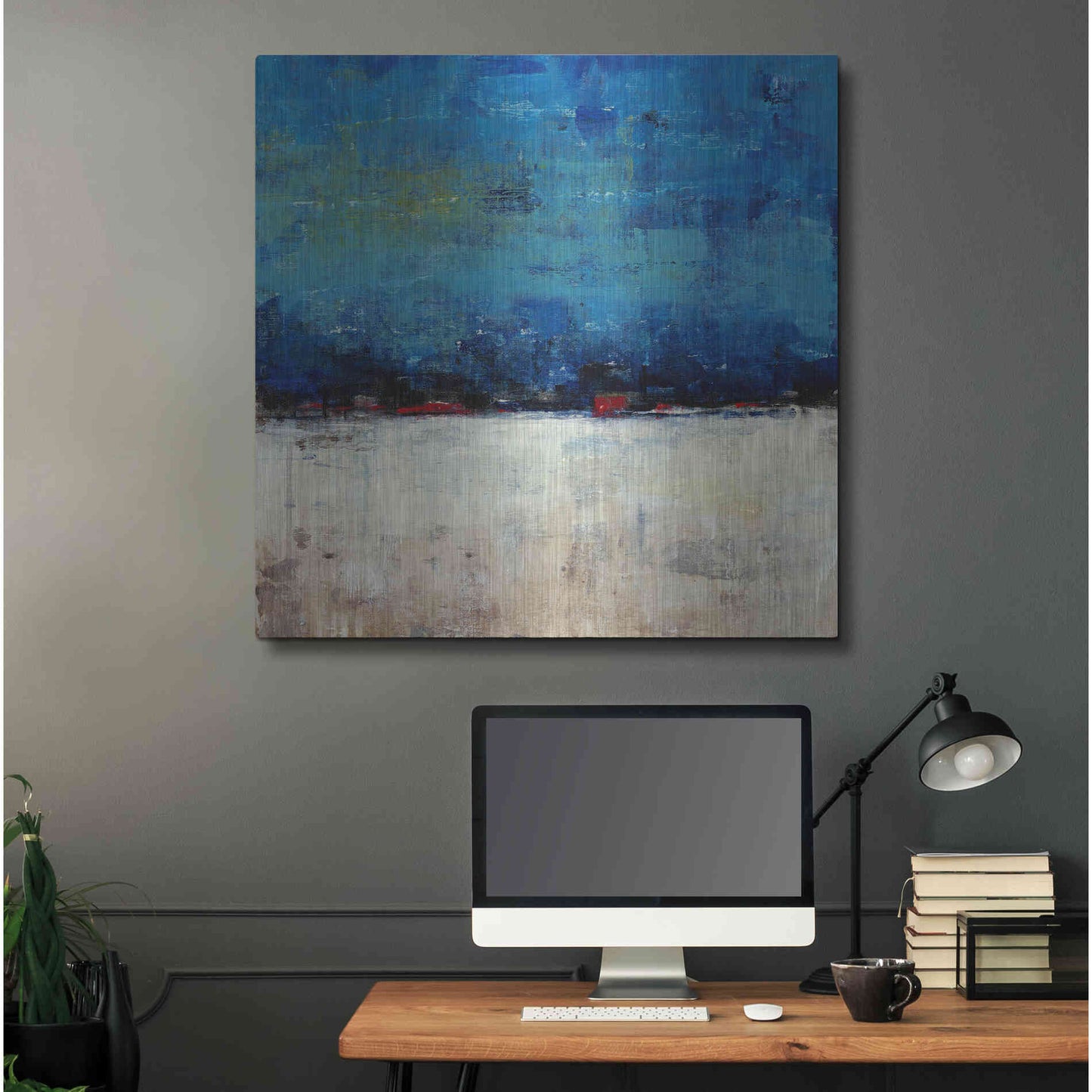 Luxe Metal Art 'A Touch of Red I' by Tim O'Toole, Metal Wall Art,36x36