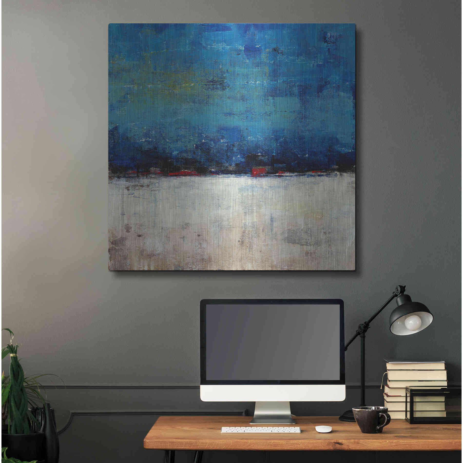Luxe Metal Art 'A Touch of Red I' by Tim O'Toole, Metal Wall Art,36x36