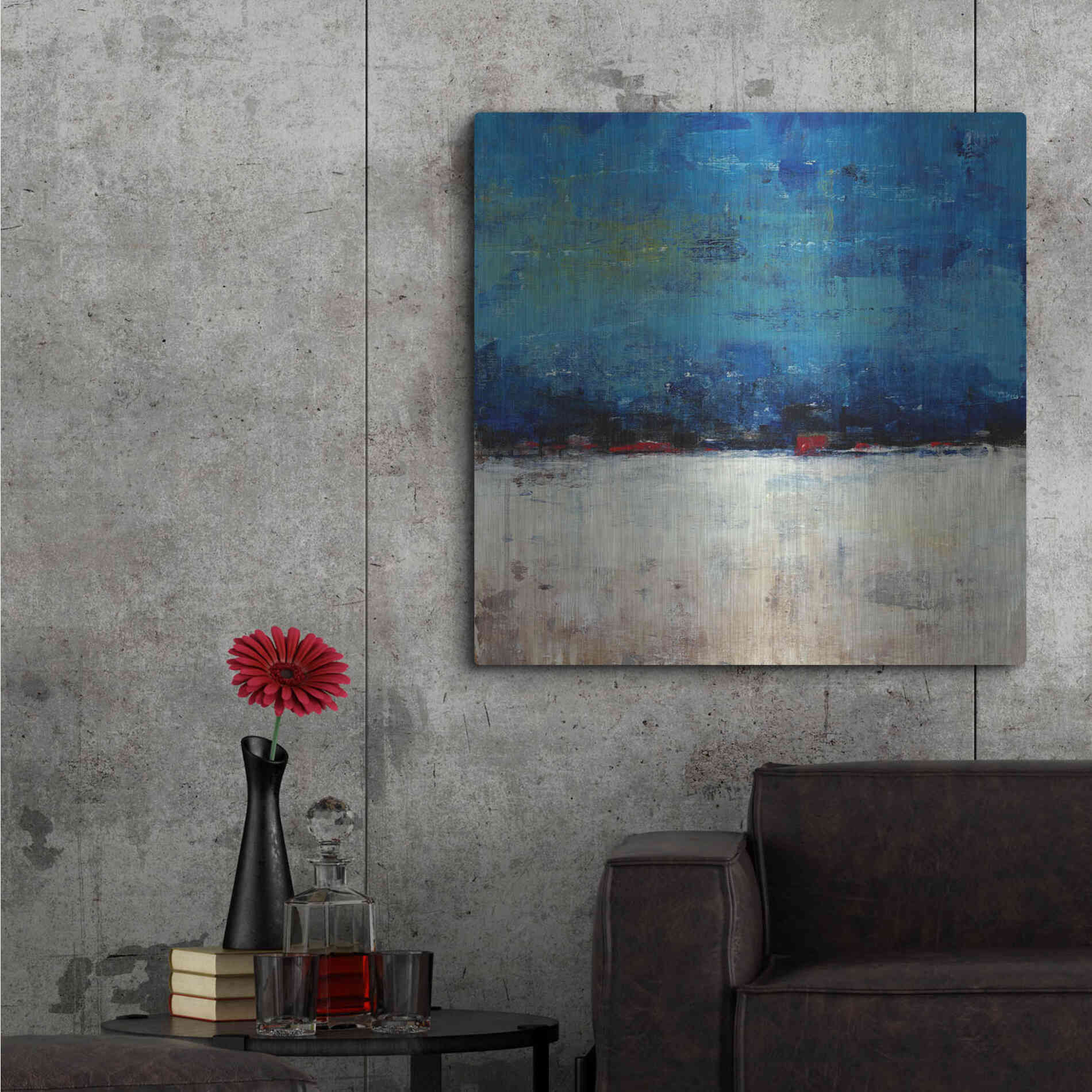 Luxe Metal Art 'A Touch of Red I' by Tim O'Toole, Metal Wall Art,36x36