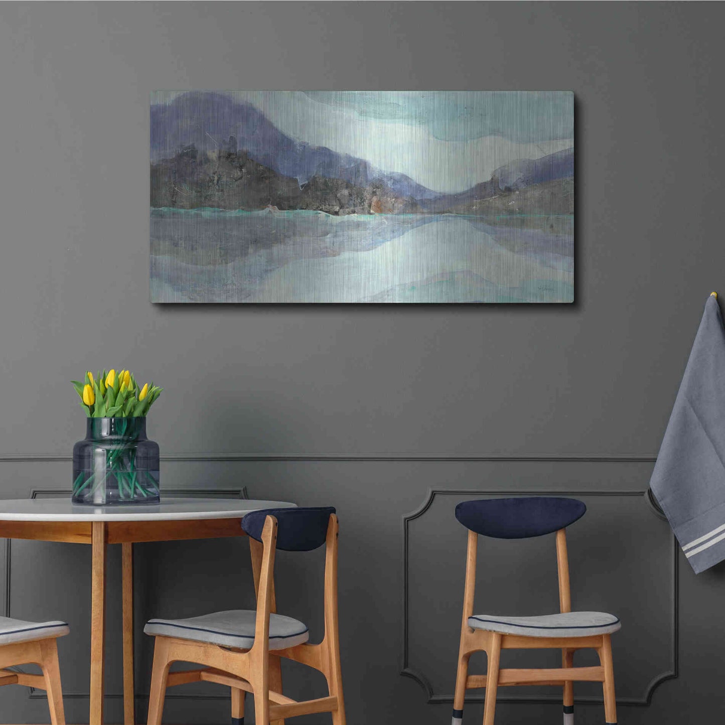 Luxe Metal Art 'Winter Landscape' by Albena Hristova, Metal Wall Art,48x24