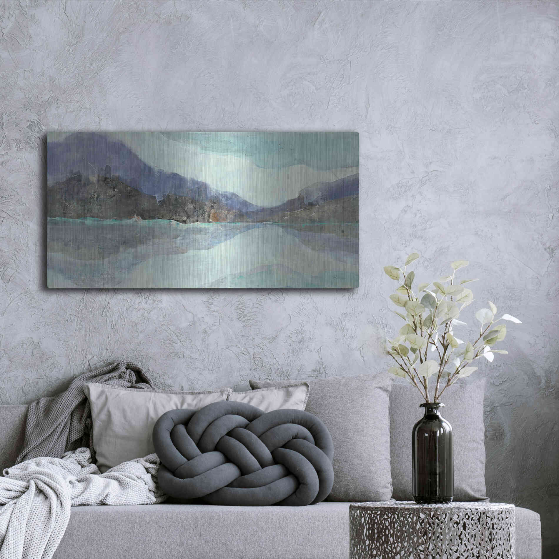 Luxe Metal Art 'Winter Landscape' by Albena Hristova, Metal Wall Art,48x24