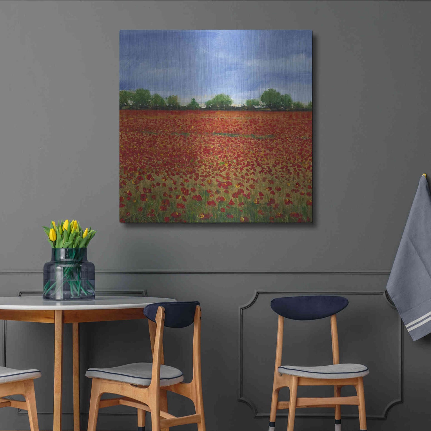 Luxe Metal Art 'Field of Poppies I' by Tim O'Toole, Metal Wall Art,36x36