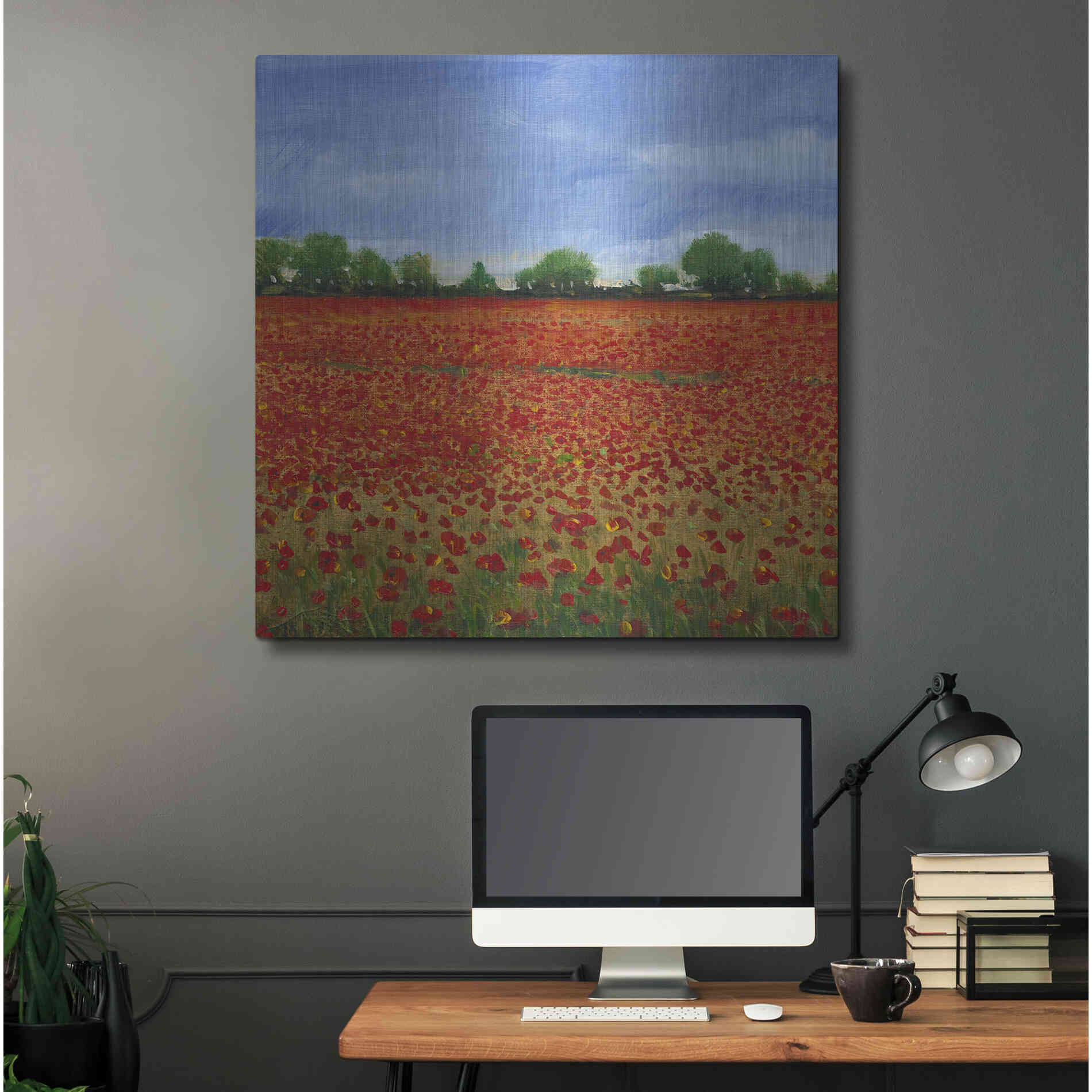 Luxe Metal Art 'Field of Poppies I' by Tim O'Toole, Metal Wall Art,36x36