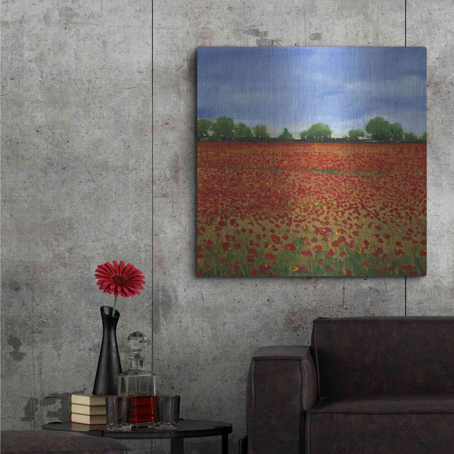 Luxe Metal Art 'Field of Poppies I' by Tim O'Toole, Metal Wall Art,36x36