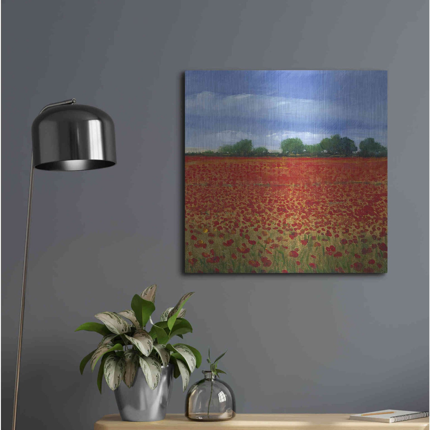 Luxe Metal Art 'Field of Poppies II' by Tim O'Toole, Metal Wall Art,24x24