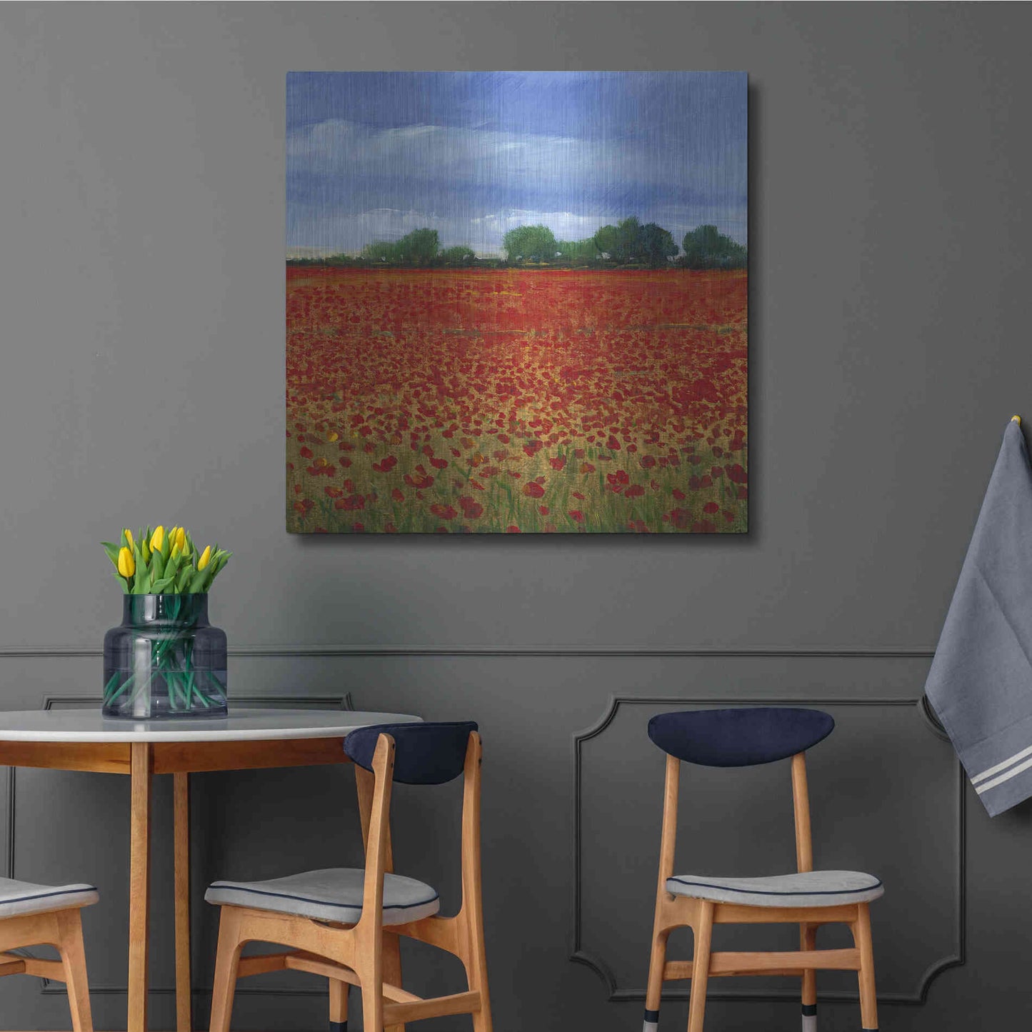 Luxe Metal Art 'Field of Poppies II' by Tim O'Toole, Metal Wall Art,36x36