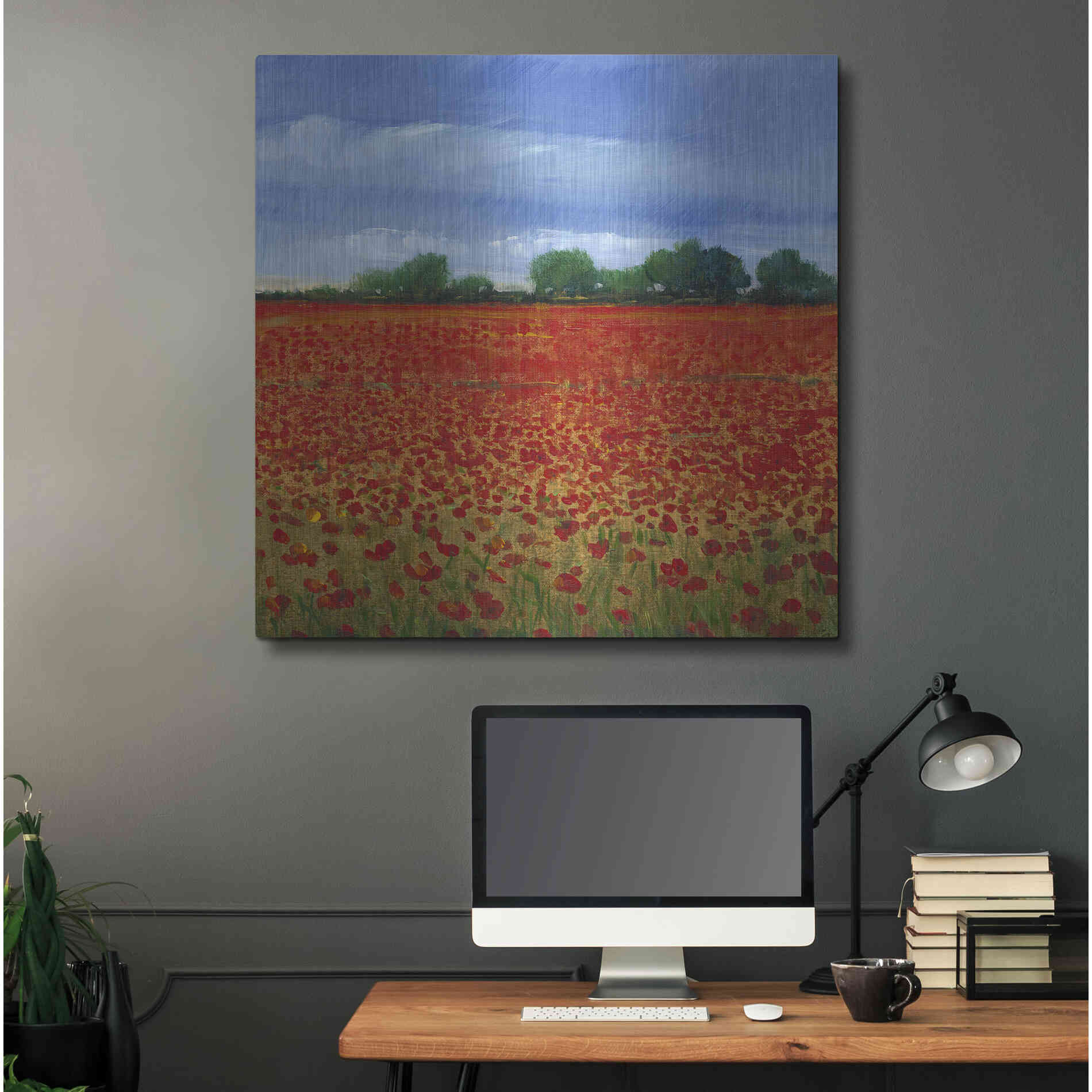 Luxe Metal Art 'Field of Poppies II' by Tim O'Toole, Metal Wall Art,36x36