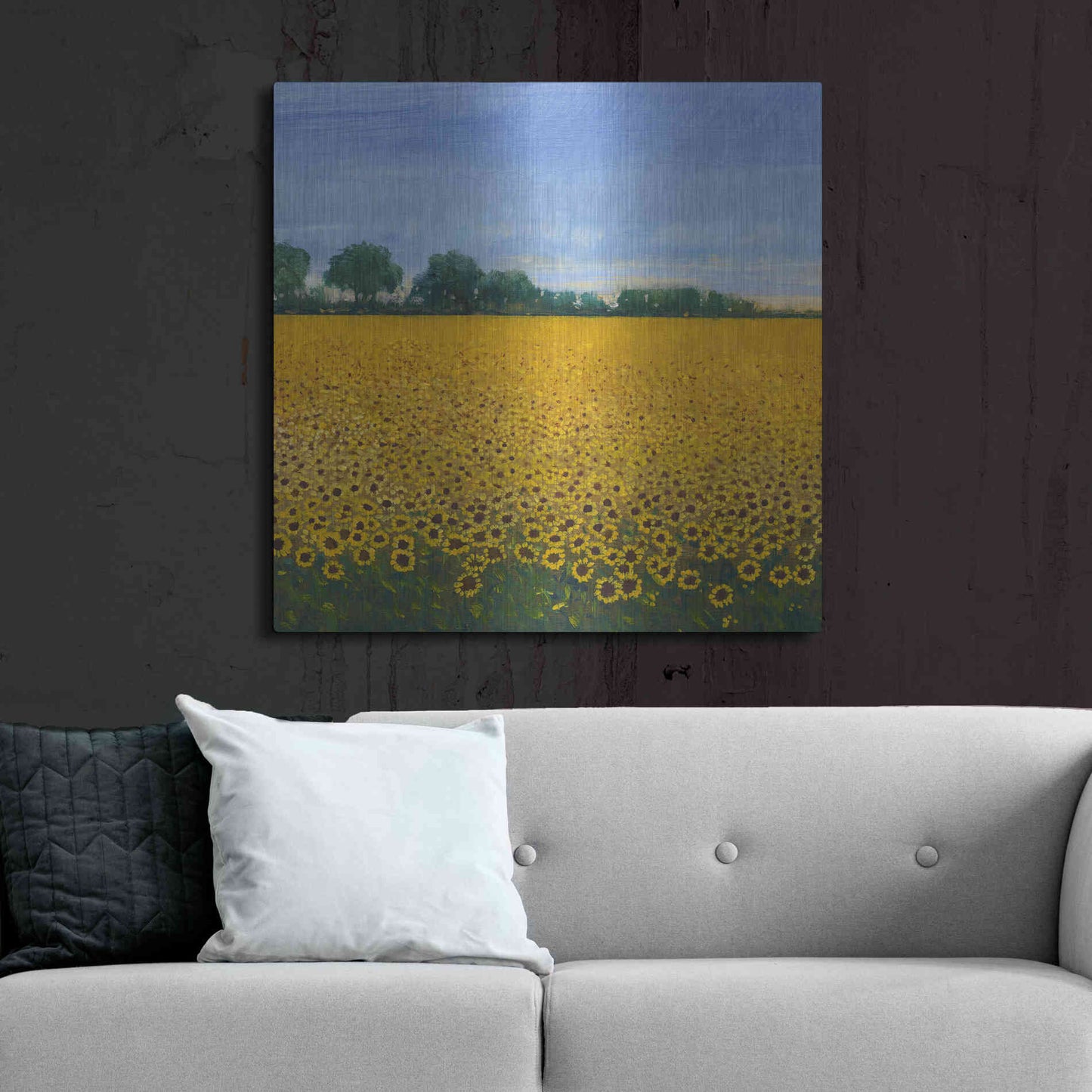 Luxe Metal Art 'Field of Sunflowers I' by Tim O'Toole, Metal Wall Art,36x36