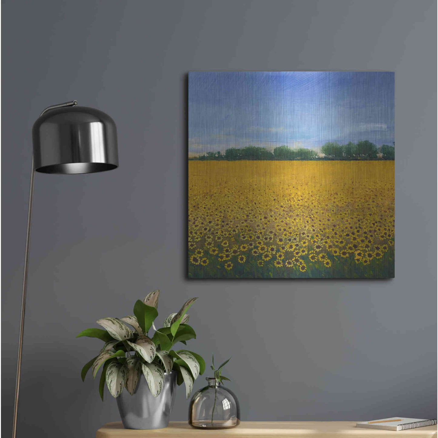 Luxe Metal Art 'Field of Sunflowers II' by Tim O'Toole, Metal Wall Art,24x24