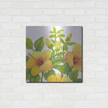 Luxe Metal Art 'Watercolor Hibiscus I' by Tim O'Toole, Metal Wall Art,24x24