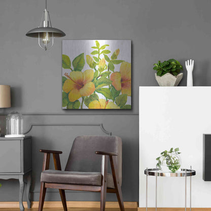 Luxe Metal Art 'Watercolor Hibiscus I' by Tim O'Toole, Metal Wall Art,24x24