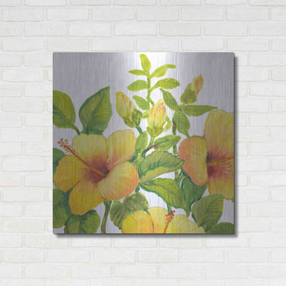 Luxe Metal Art 'Watercolor Hibiscus I' by Tim O'Toole, Metal Wall Art,36x36