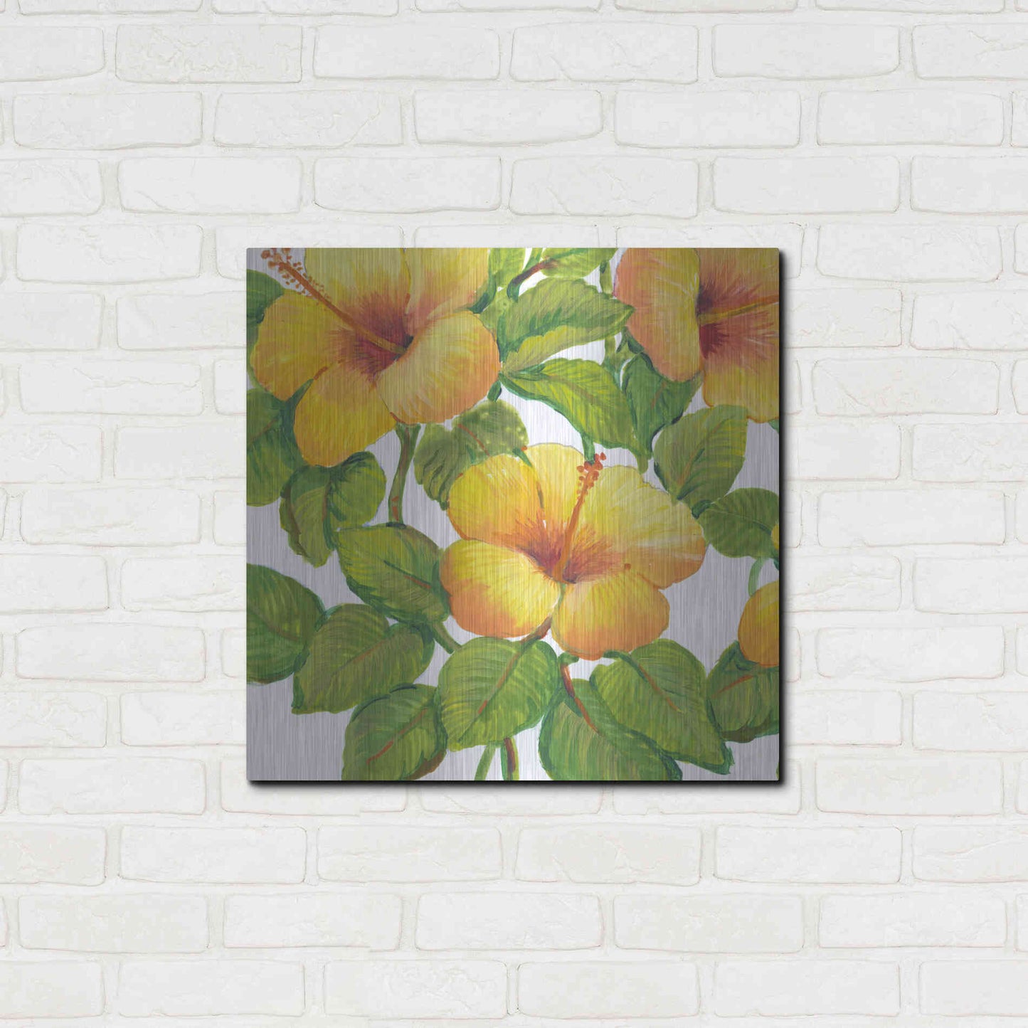 Luxe Metal Art 'Watercolor Hibiscus III' by Tim O'Toole, Metal Wall Art,24x24