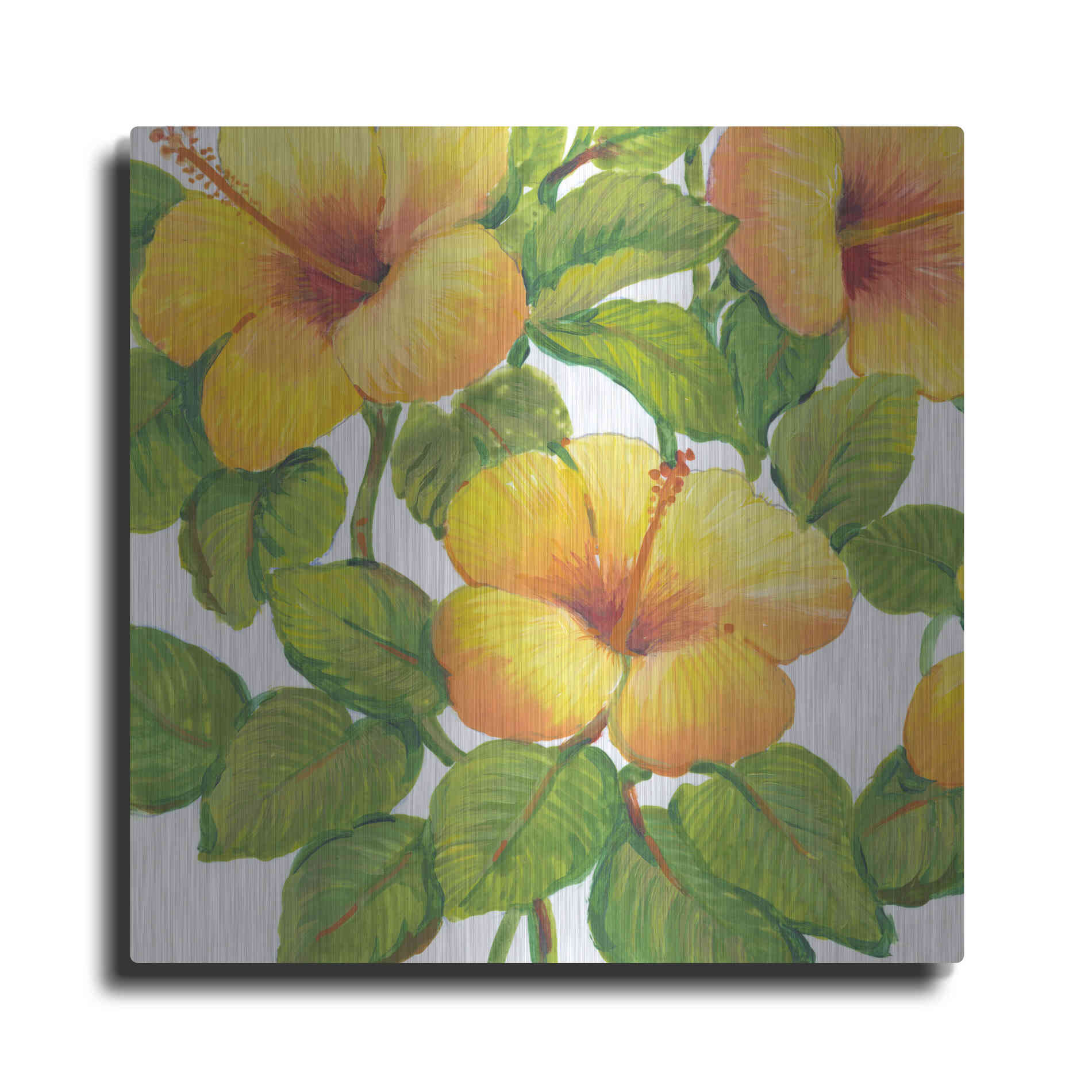 Luxe Metal Art 'Watercolor Hibiscus III' by Tim O'Toole, Metal Wall Art
