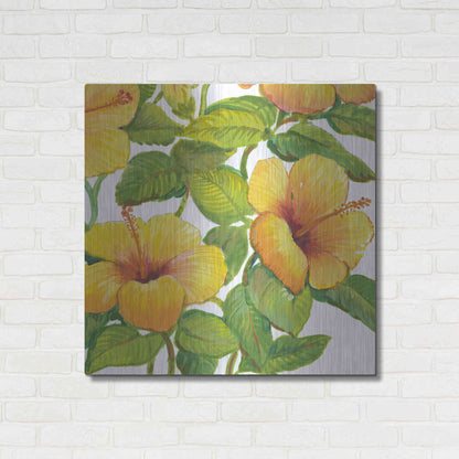 Luxe Metal Art 'Watercolor Hibiscus IV' by Tim O'Toole, Metal Wall Art,36x36