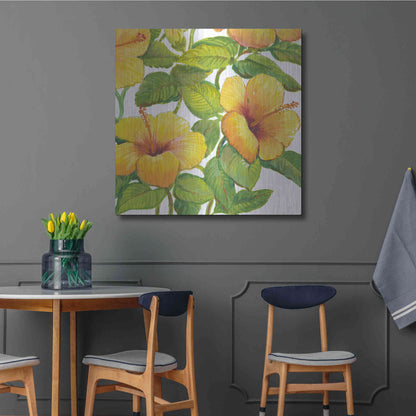 Luxe Metal Art 'Watercolor Hibiscus IV' by Tim O'Toole, Metal Wall Art,36x36