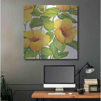 Luxe Metal Art 'Watercolor Hibiscus IV' by Tim O'Toole, Metal Wall Art,36x36