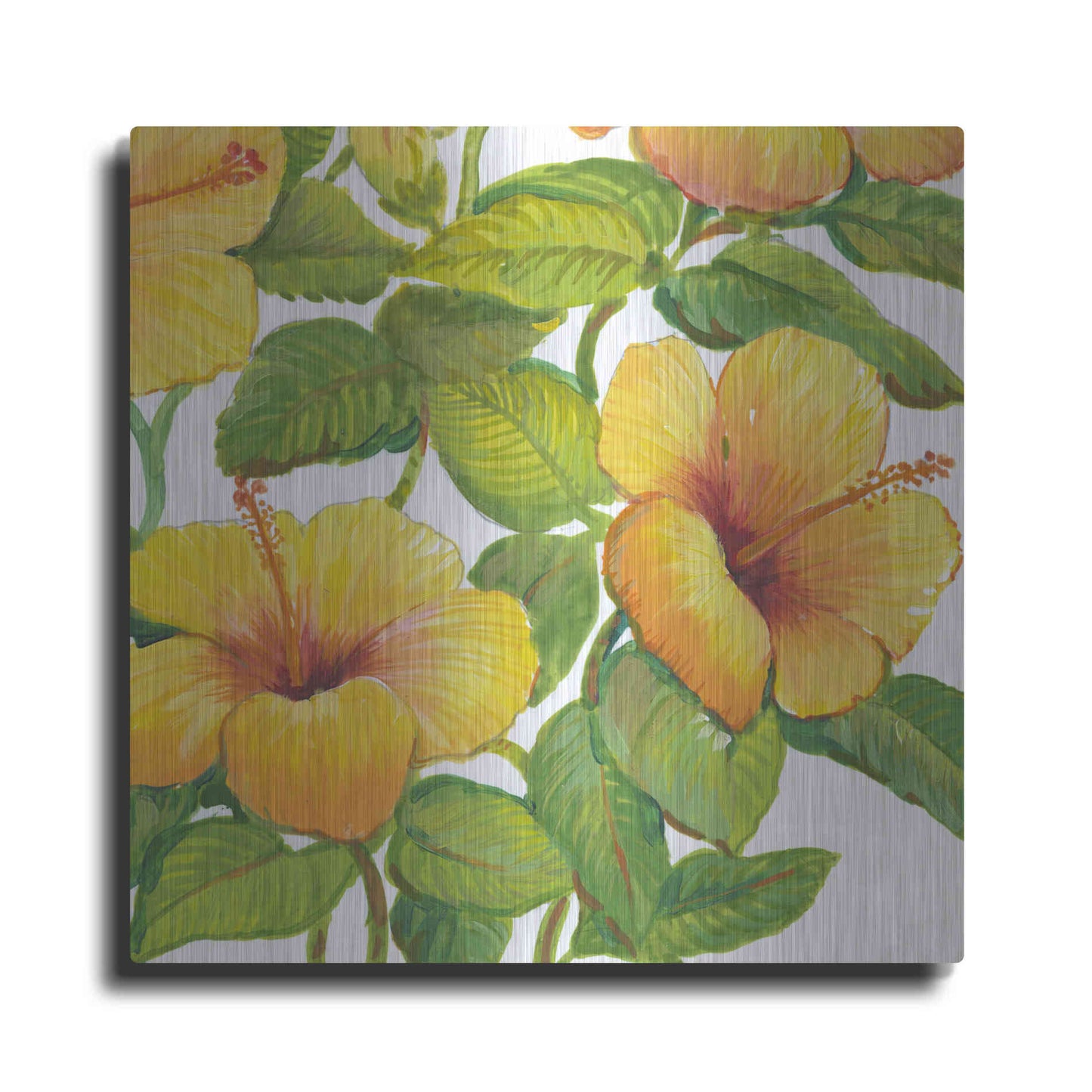 Luxe Metal Art 'Watercolor Hibiscus IV' by Tim O'Toole, Metal Wall Art