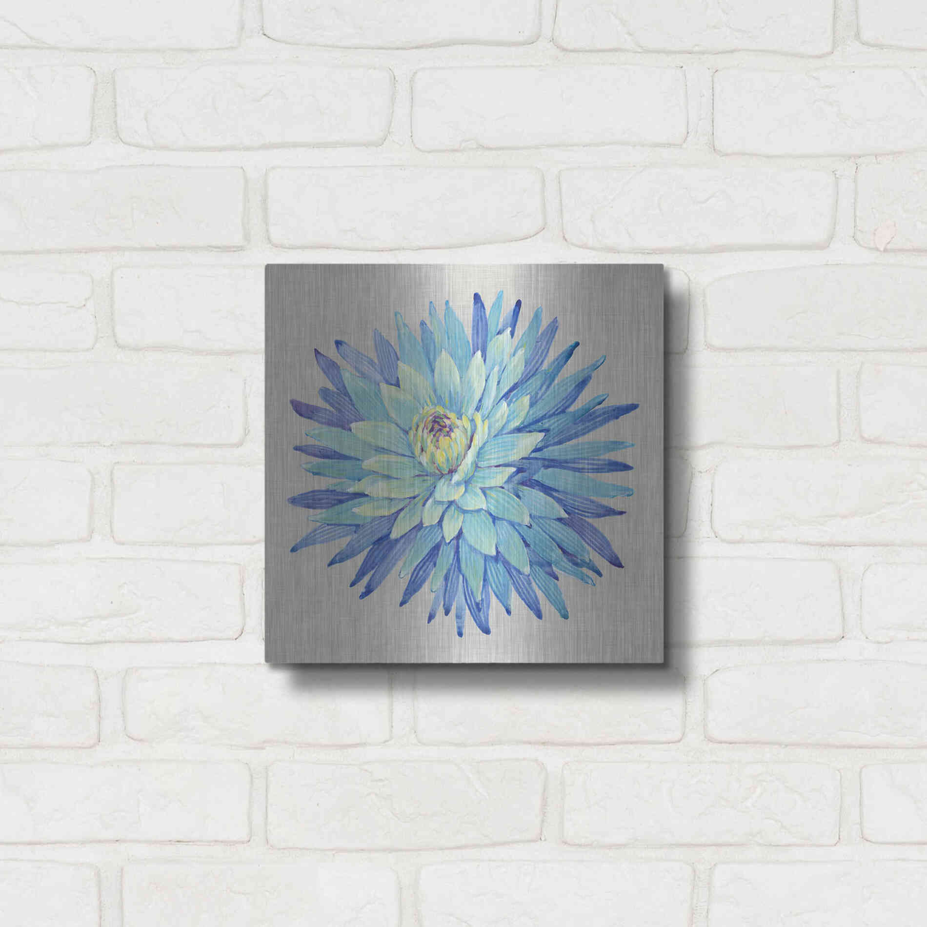 Luxe Metal Art 'Floral Portrait on Linen I' by Tim O'Toole, Metal Wall Art,12x12