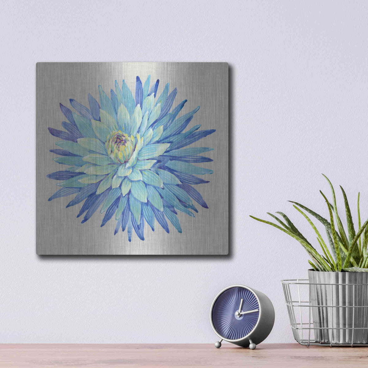 Luxe Metal Art 'Floral Portrait on Linen I' by Tim O'Toole, Metal Wall Art,12x12