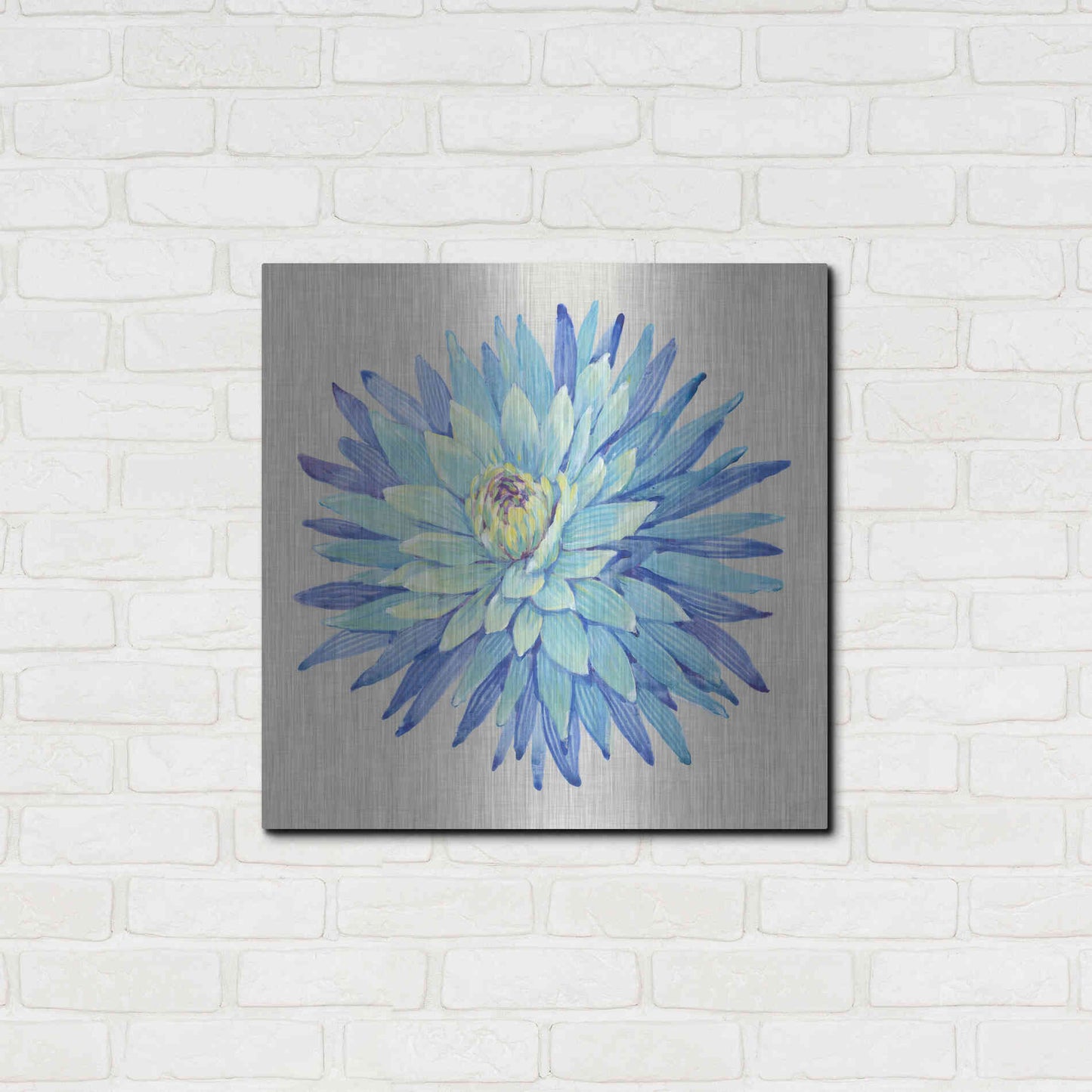 Luxe Metal Art 'Floral Portrait on Linen I' by Tim O'Toole, Metal Wall Art,24x24