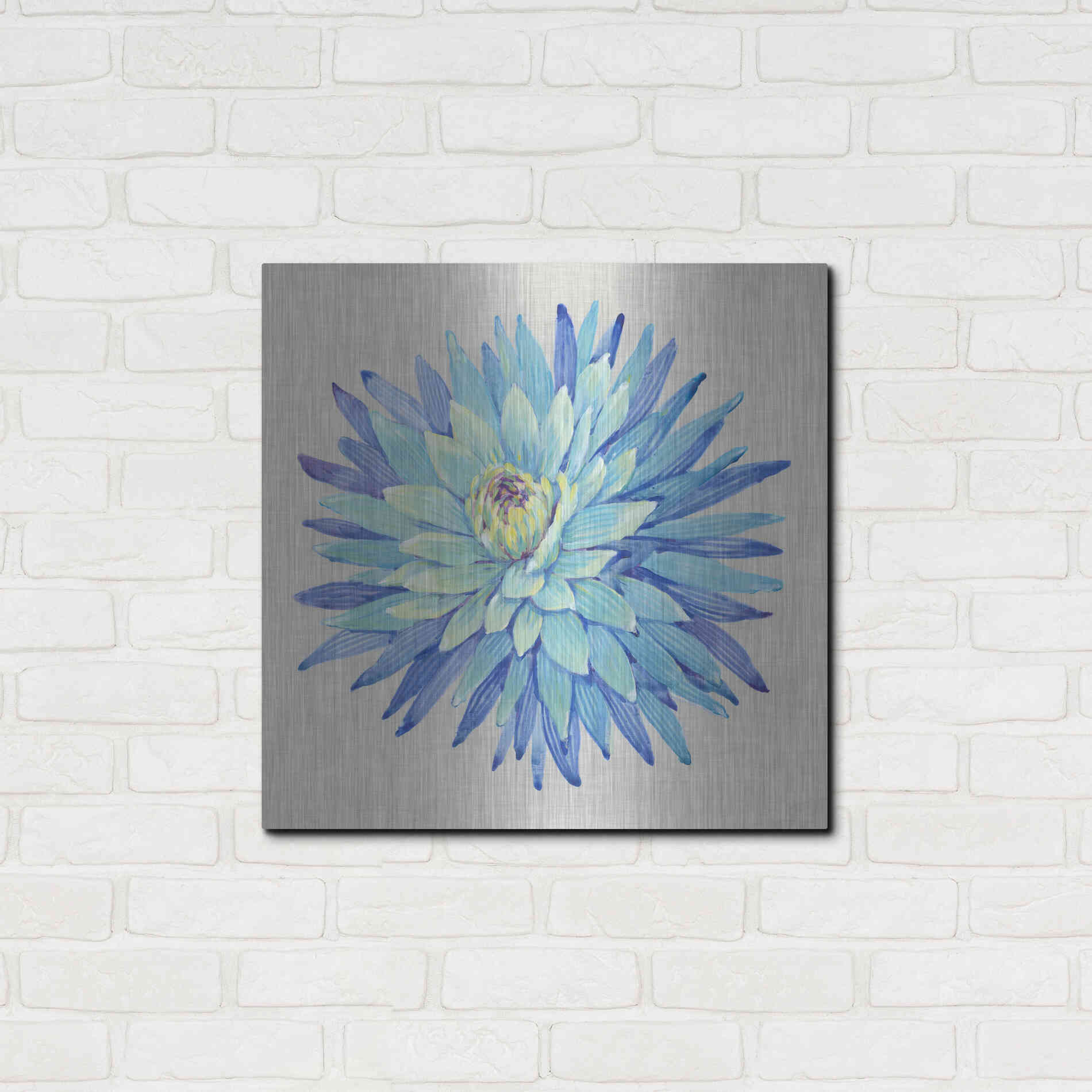 Luxe Metal Art 'Floral Portrait on Linen I' by Tim O'Toole, Metal Wall Art,24x24