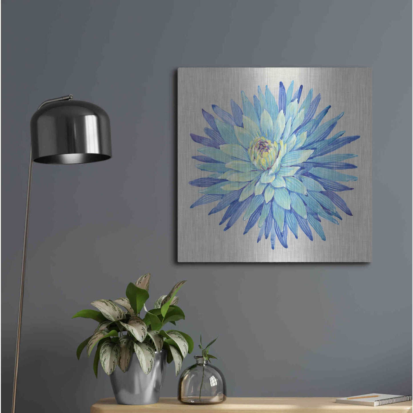 Luxe Metal Art 'Floral Portrait on Linen I' by Tim O'Toole, Metal Wall Art,24x24