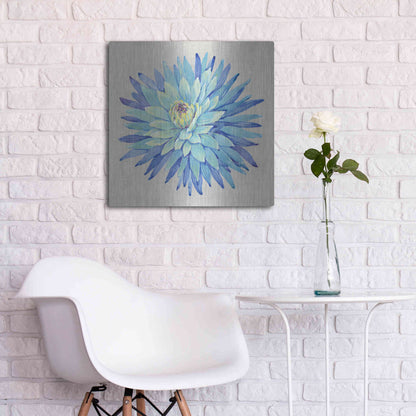 Luxe Metal Art 'Floral Portrait on Linen I' by Tim O'Toole, Metal Wall Art,24x24