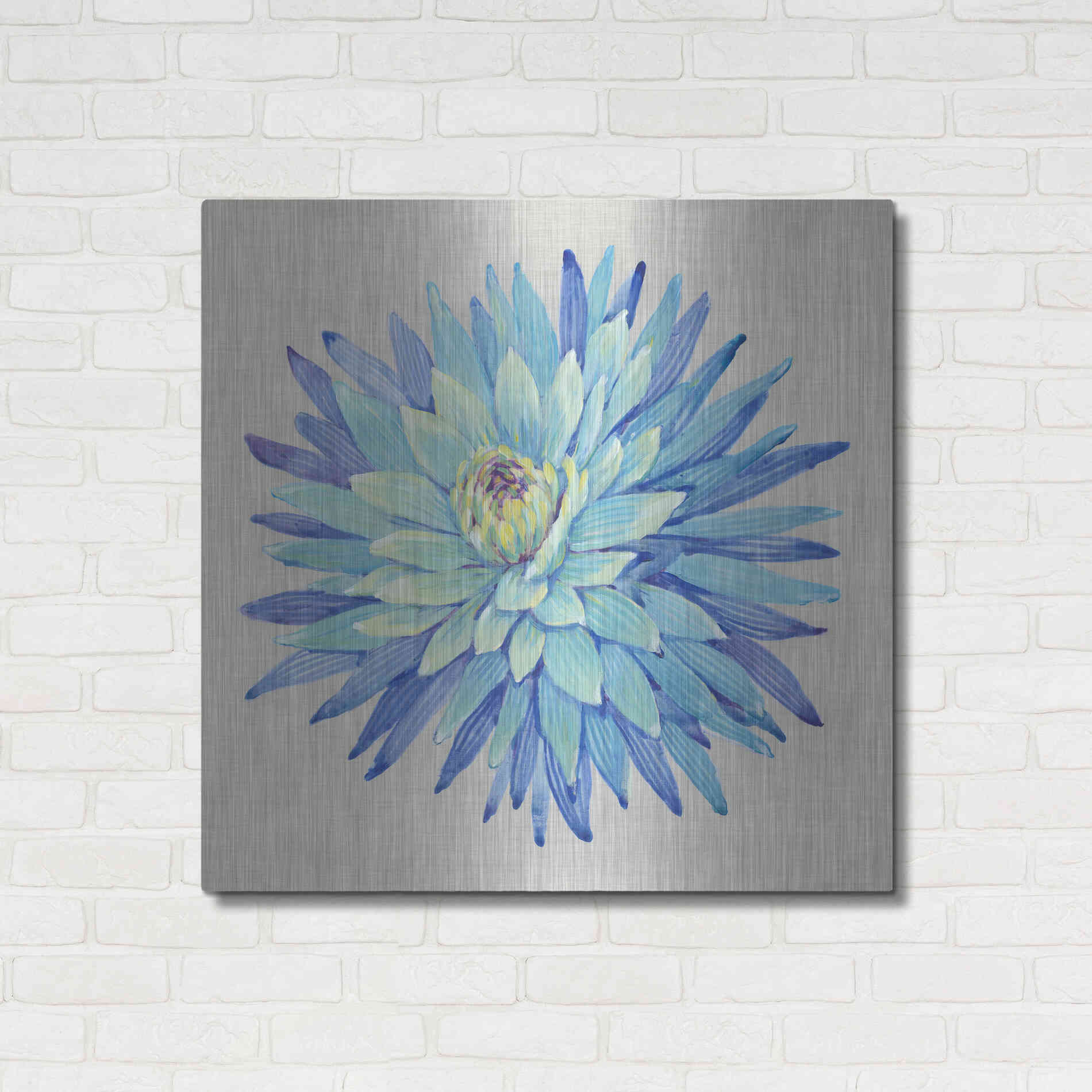 Luxe Metal Art 'Floral Portrait on Linen I' by Tim O'Toole, Metal Wall Art,36x36