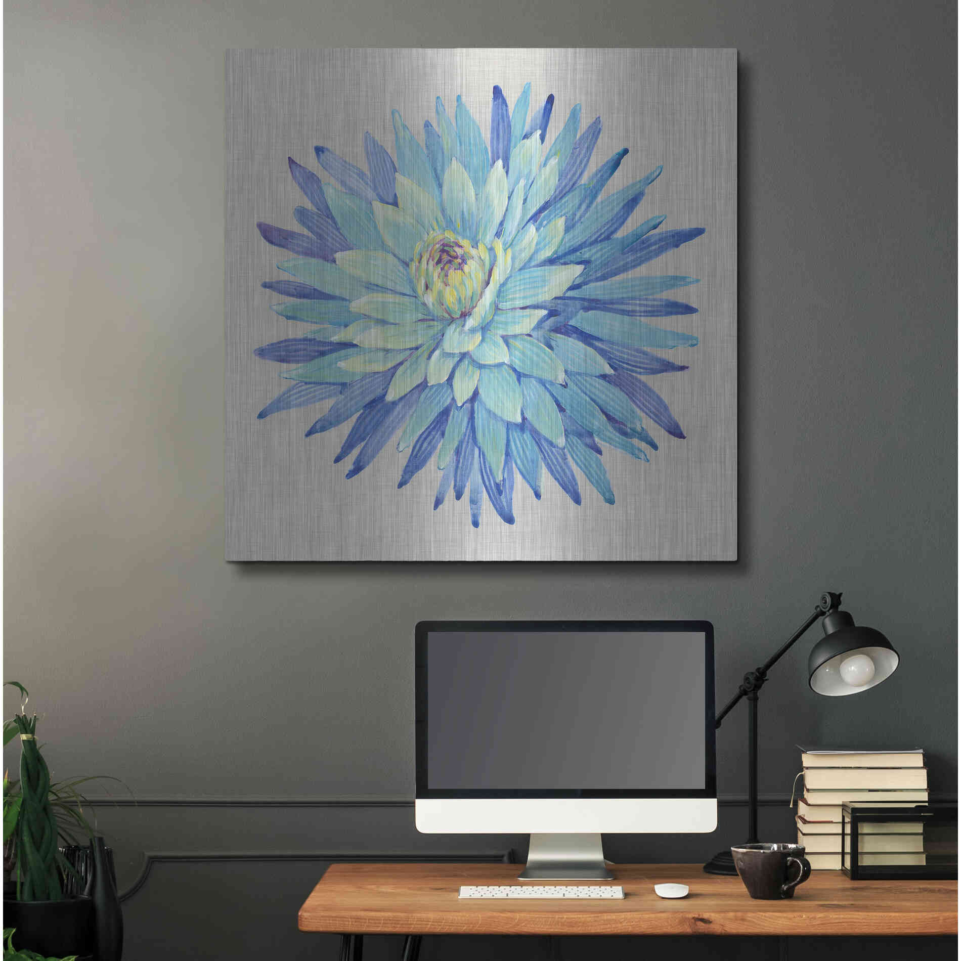 Luxe Metal Art 'Floral Portrait on Linen I' by Tim O'Toole, Metal Wall Art,36x36