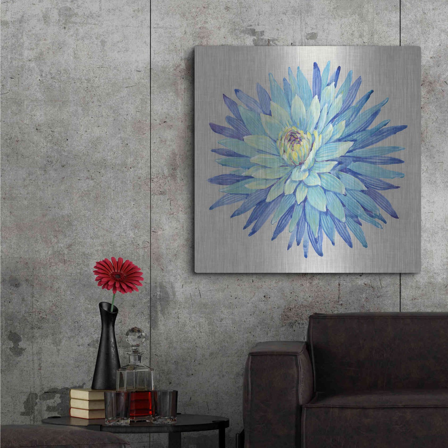 Luxe Metal Art 'Floral Portrait on Linen I' by Tim O'Toole, Metal Wall Art,36x36
