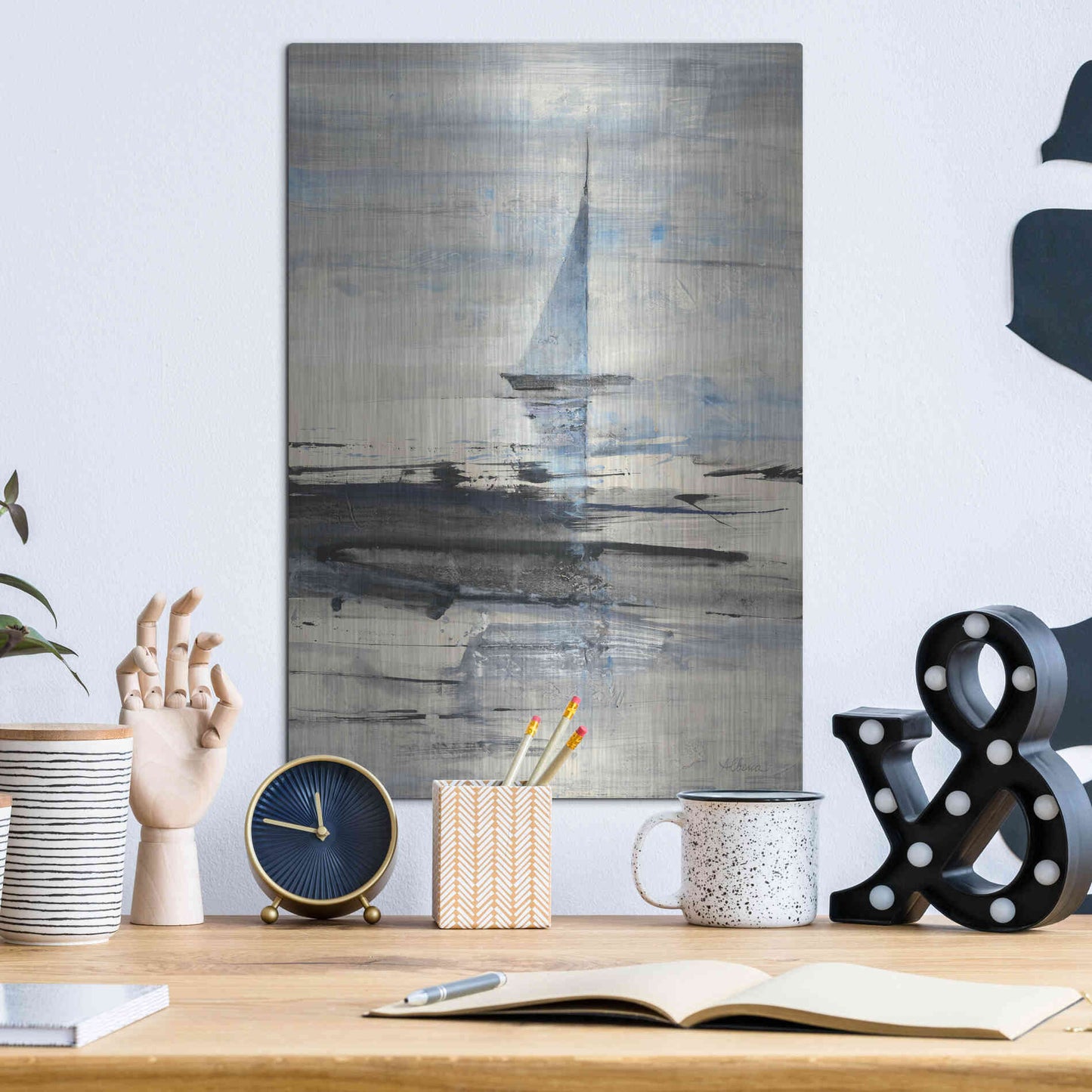 Luxe Metal Art 'Sailing' by Albena Hristova, Metal Wall Art,12x16