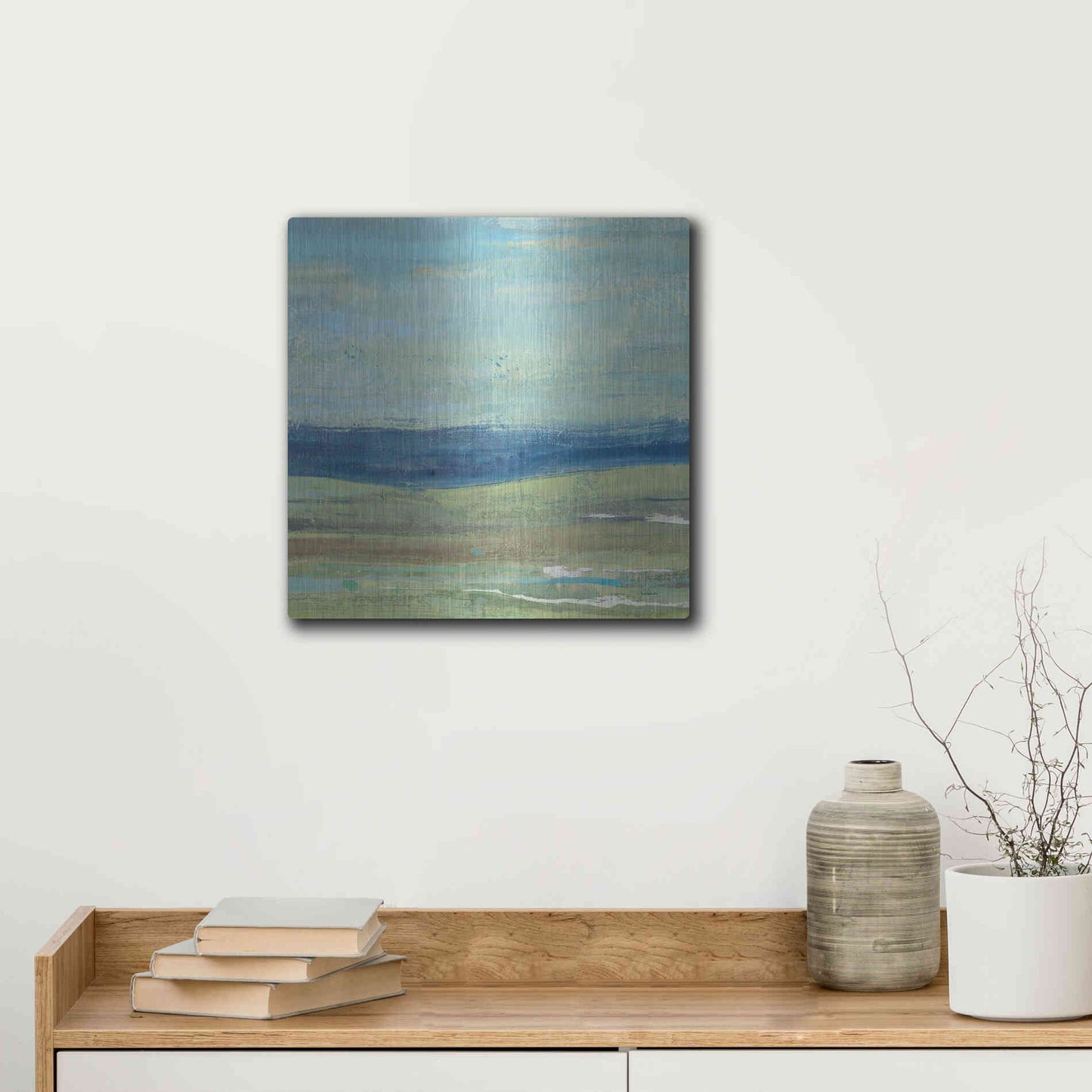 Luxe Metal Art 'Azure Wave' by Albena Hristova, Metal Wall Art,12x12