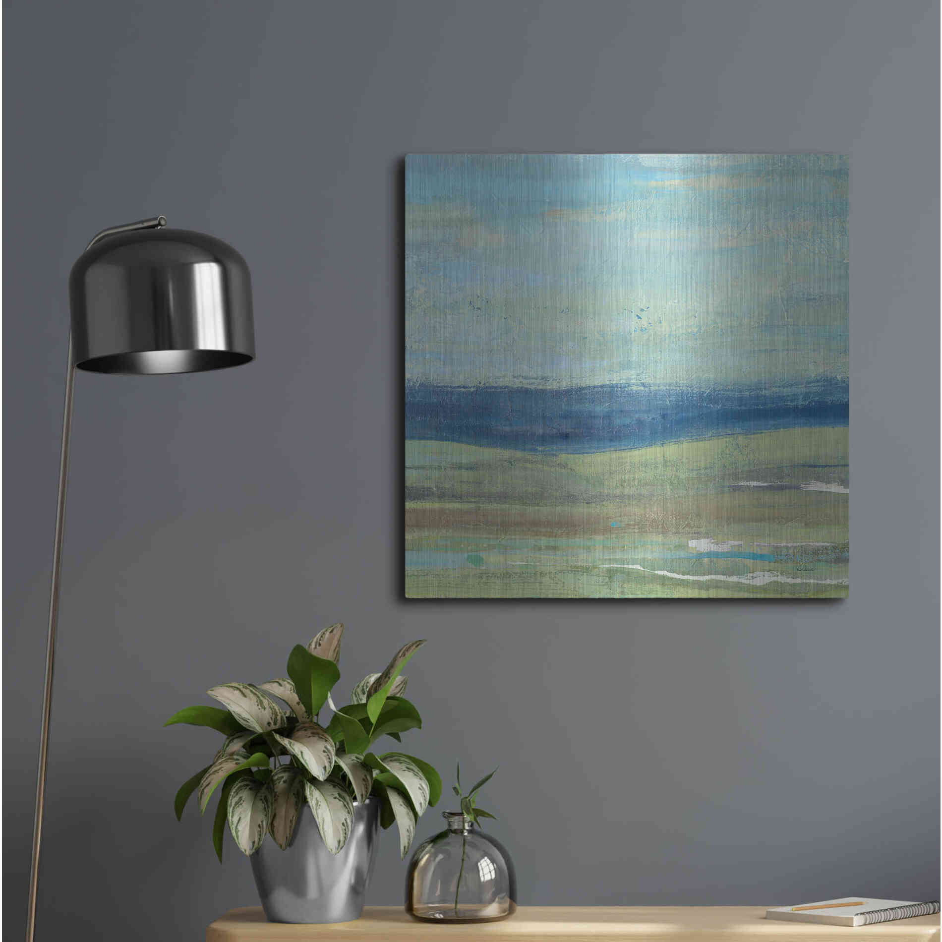 Luxe Metal Art 'Azure Wave' by Albena Hristova, Metal Wall Art,24x24