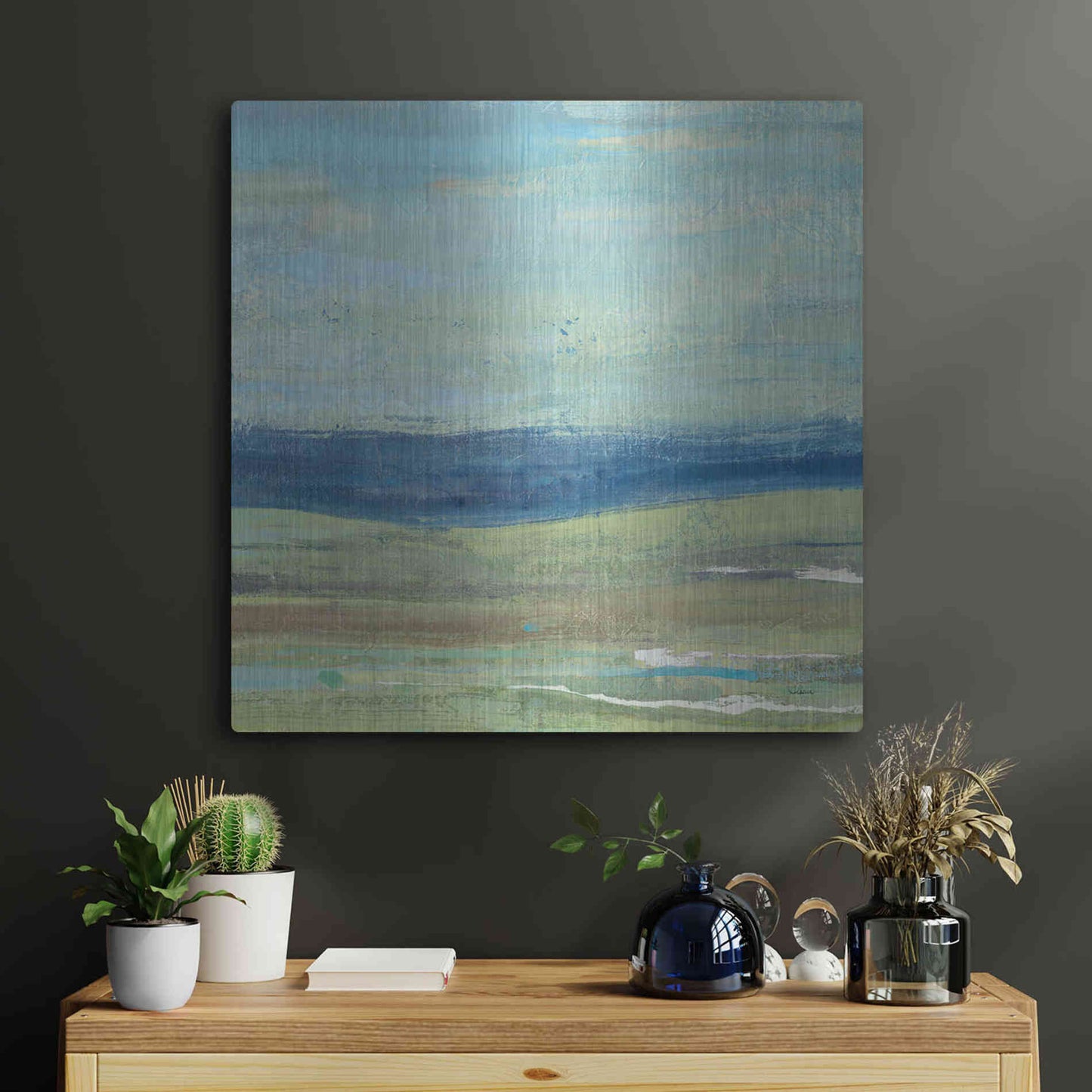 Luxe Metal Art 'Azure Wave' by Albena Hristova, Metal Wall Art,24x24