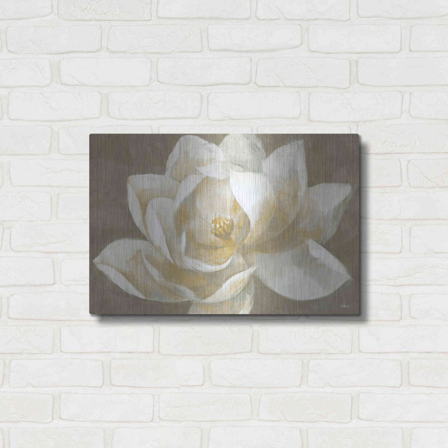 Luxe Metal Art 'Majestic Beige' by Albena Hristova, Metal Wall Art,24x16