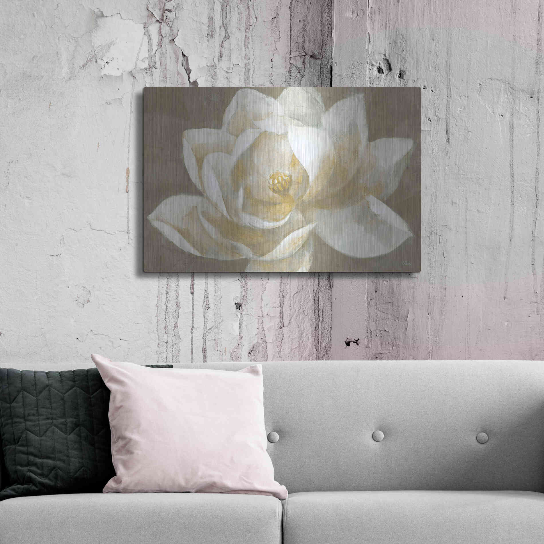 Luxe Metal Art 'Majestic Beige' by Albena Hristova, Metal Wall Art,36x24