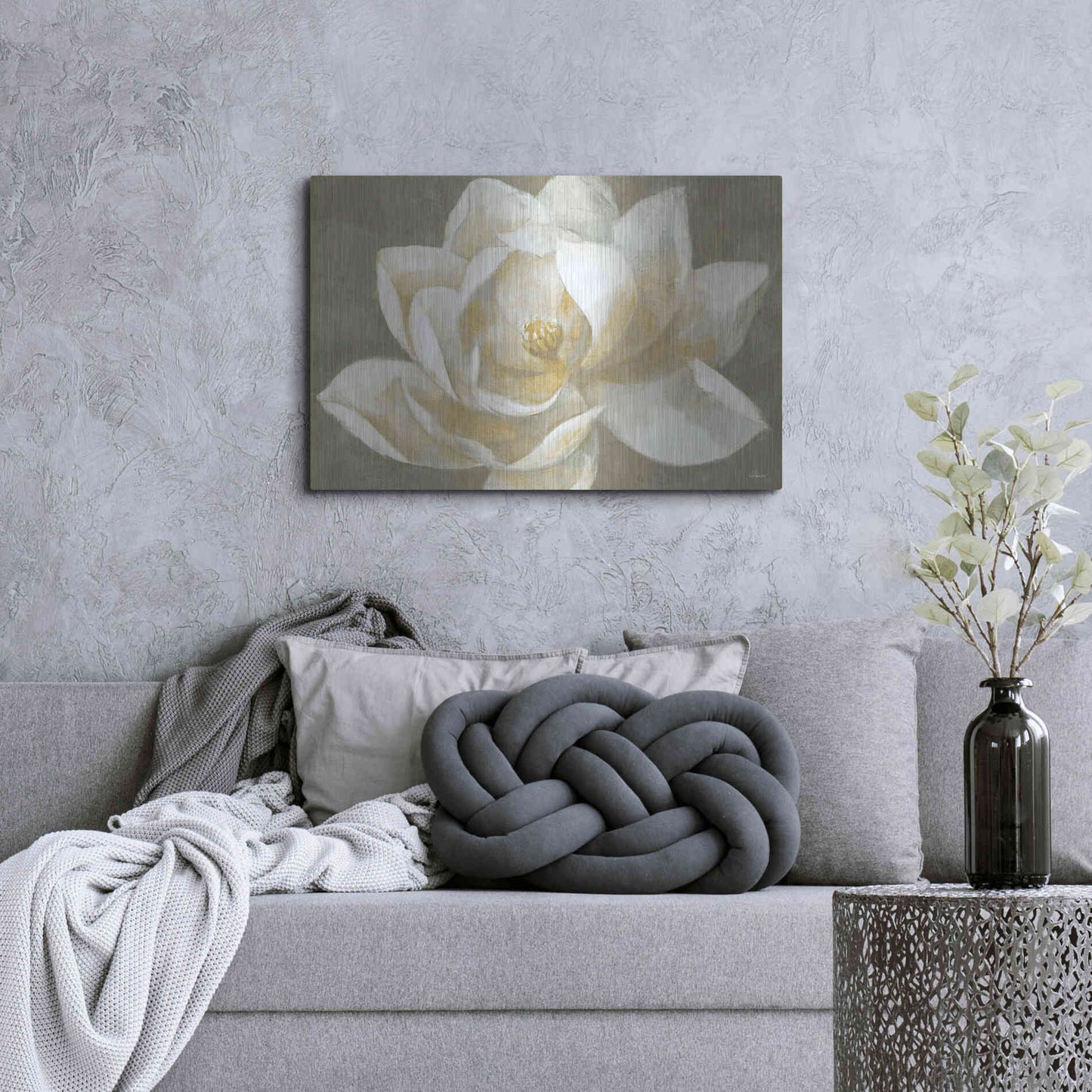 Luxe Metal Art 'Majestic Beige' by Albena Hristova, Metal Wall Art,36x24