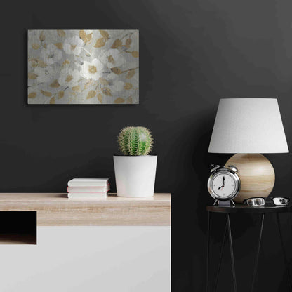 Luxe Metal Art 'Fading Spring Gray and Gold' by Albena Hristova, Metal Wall Art,24x16