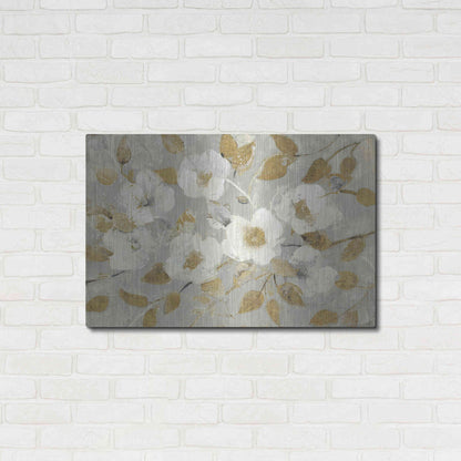 Luxe Metal Art 'Fading Spring Gray and Gold' by Albena Hristova, Metal Wall Art,36x24