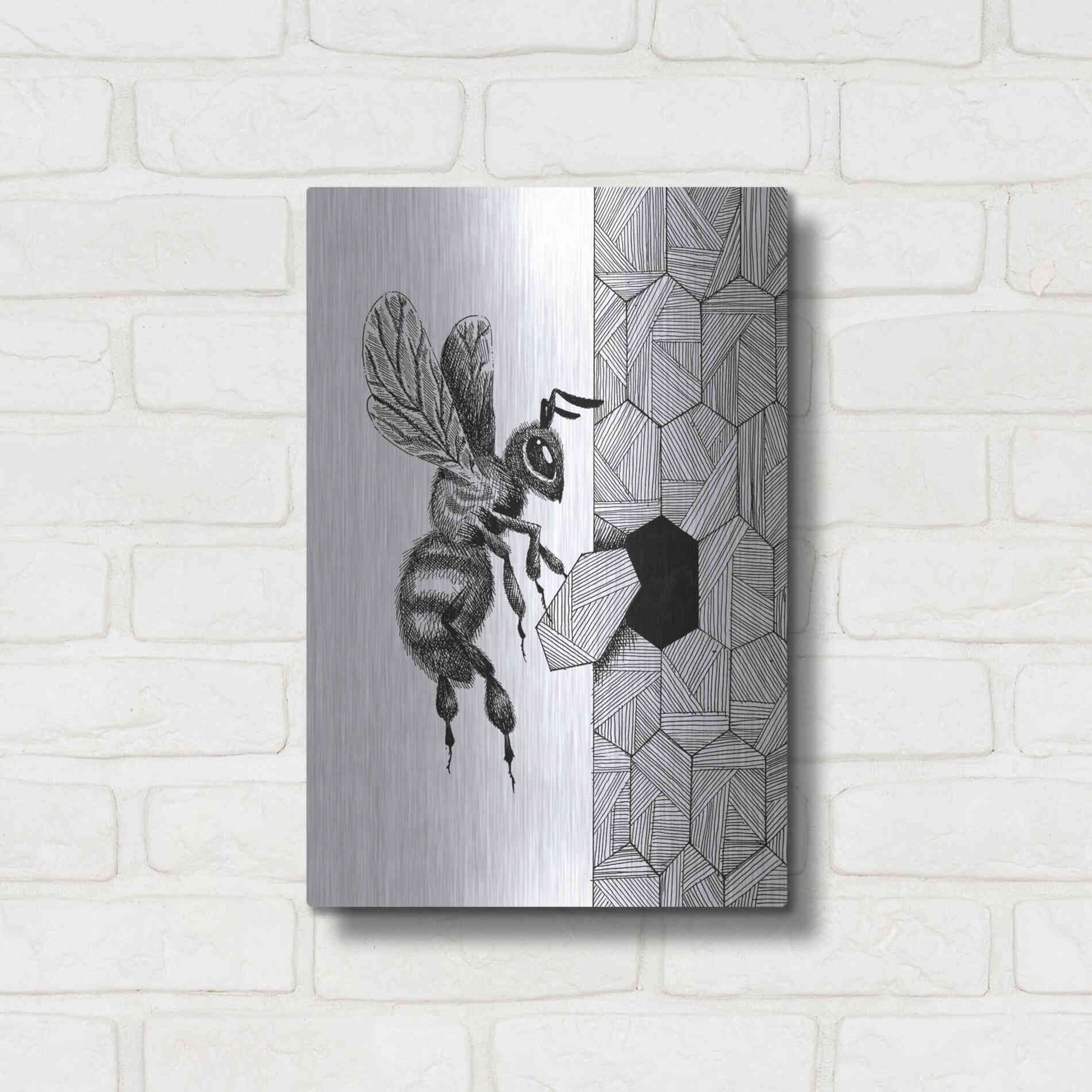 Luxe Metal Art 'Escher Bee 'by Avery Multer, Metal Wall Art,12x16