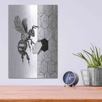 Luxe Metal Art 'Escher Bee 'by Avery Multer, Metal Wall Art,12x16