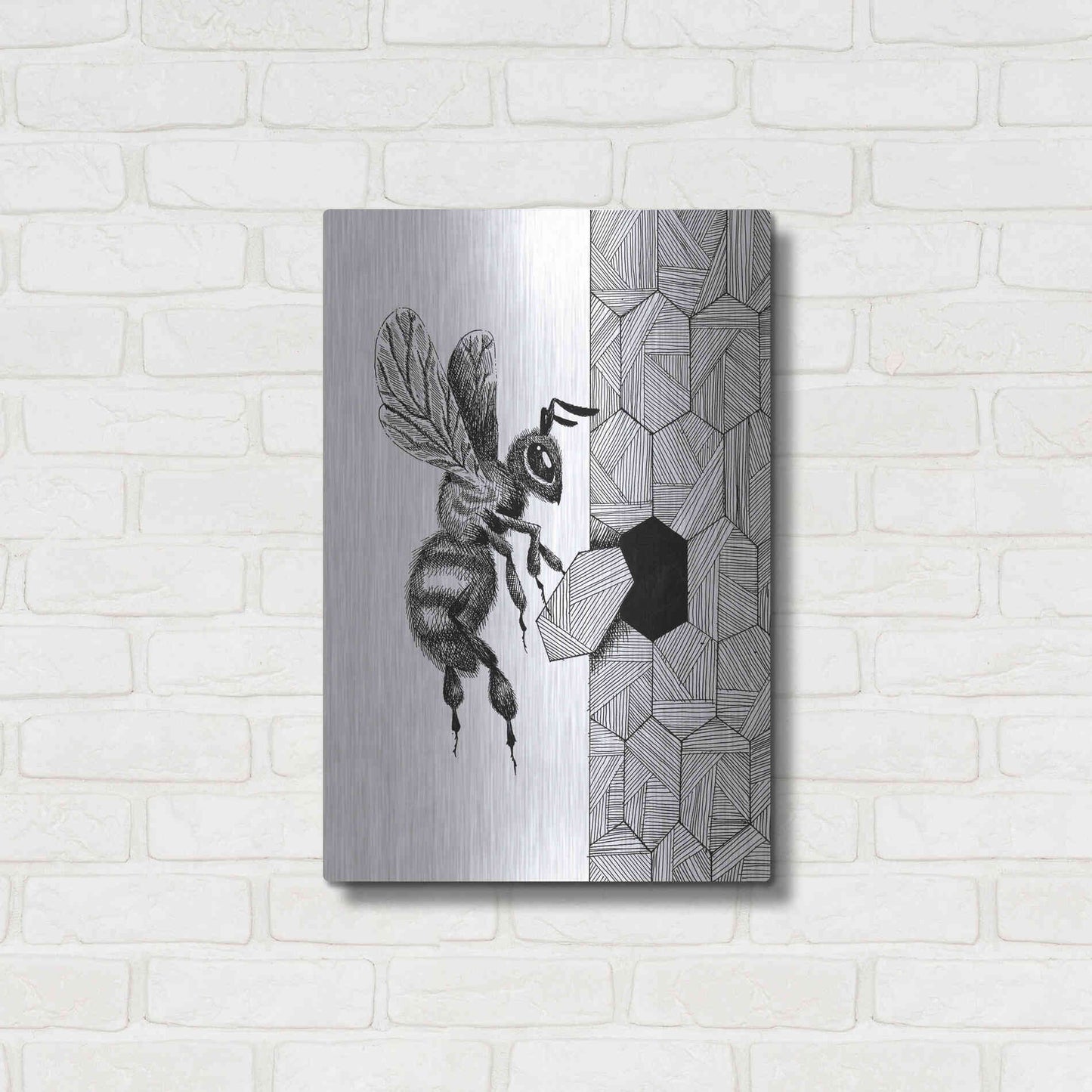 Luxe Metal Art 'Escher Bee 'by Avery Multer, Metal Wall Art,16x24