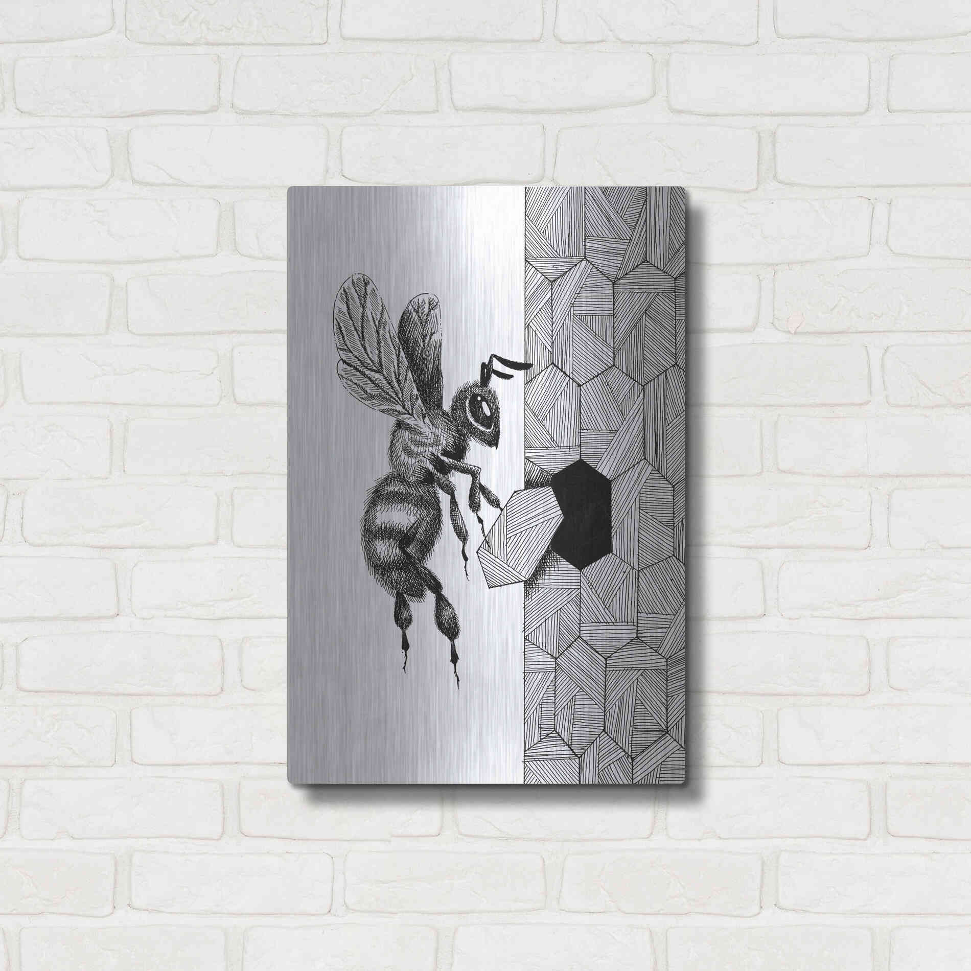 Luxe Metal Art 'Escher Bee 'by Avery Multer, Metal Wall Art,16x24