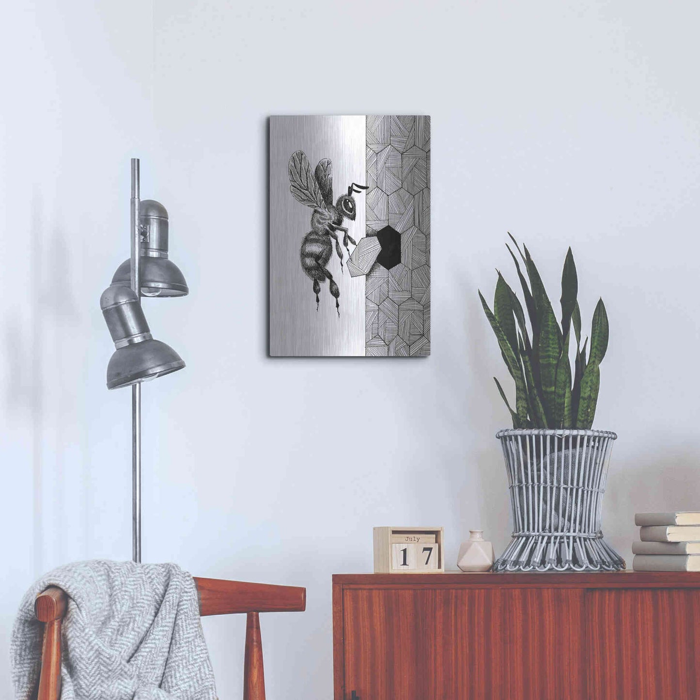 Luxe Metal Art 'Escher Bee 'by Avery Multer, Metal Wall Art,16x24