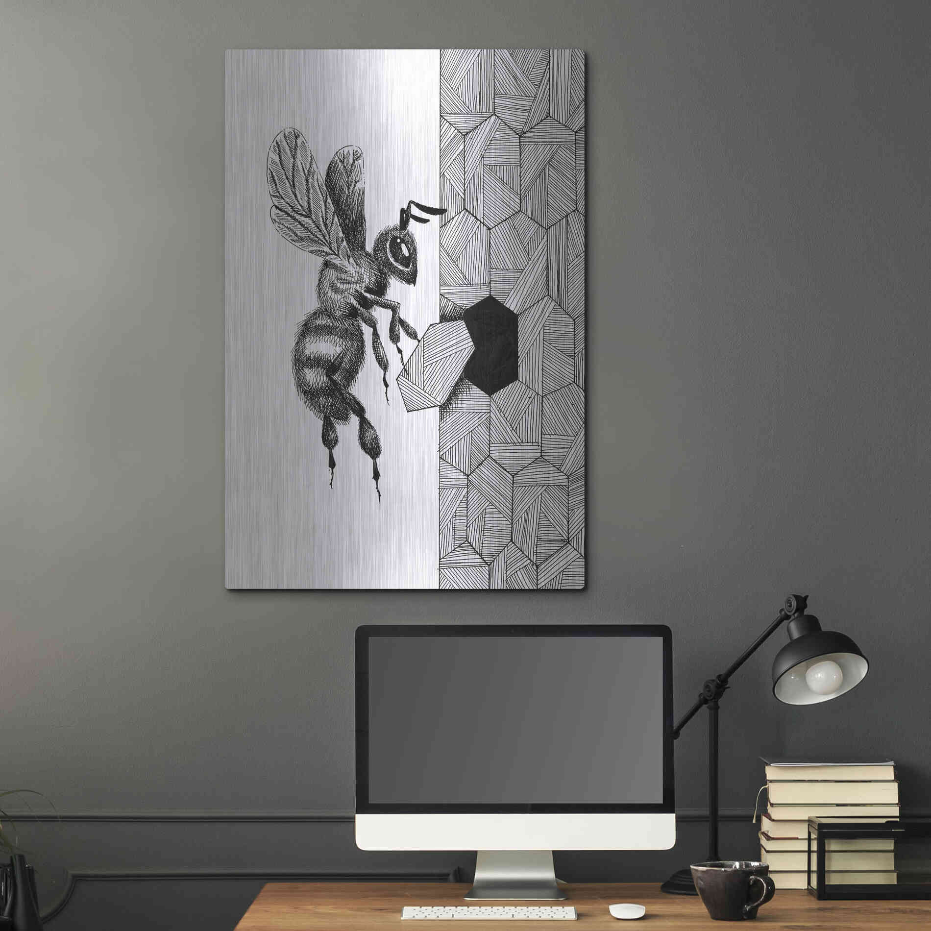 Luxe Metal Art 'Escher Bee 'by Avery Multer, Metal Wall Art,24x36