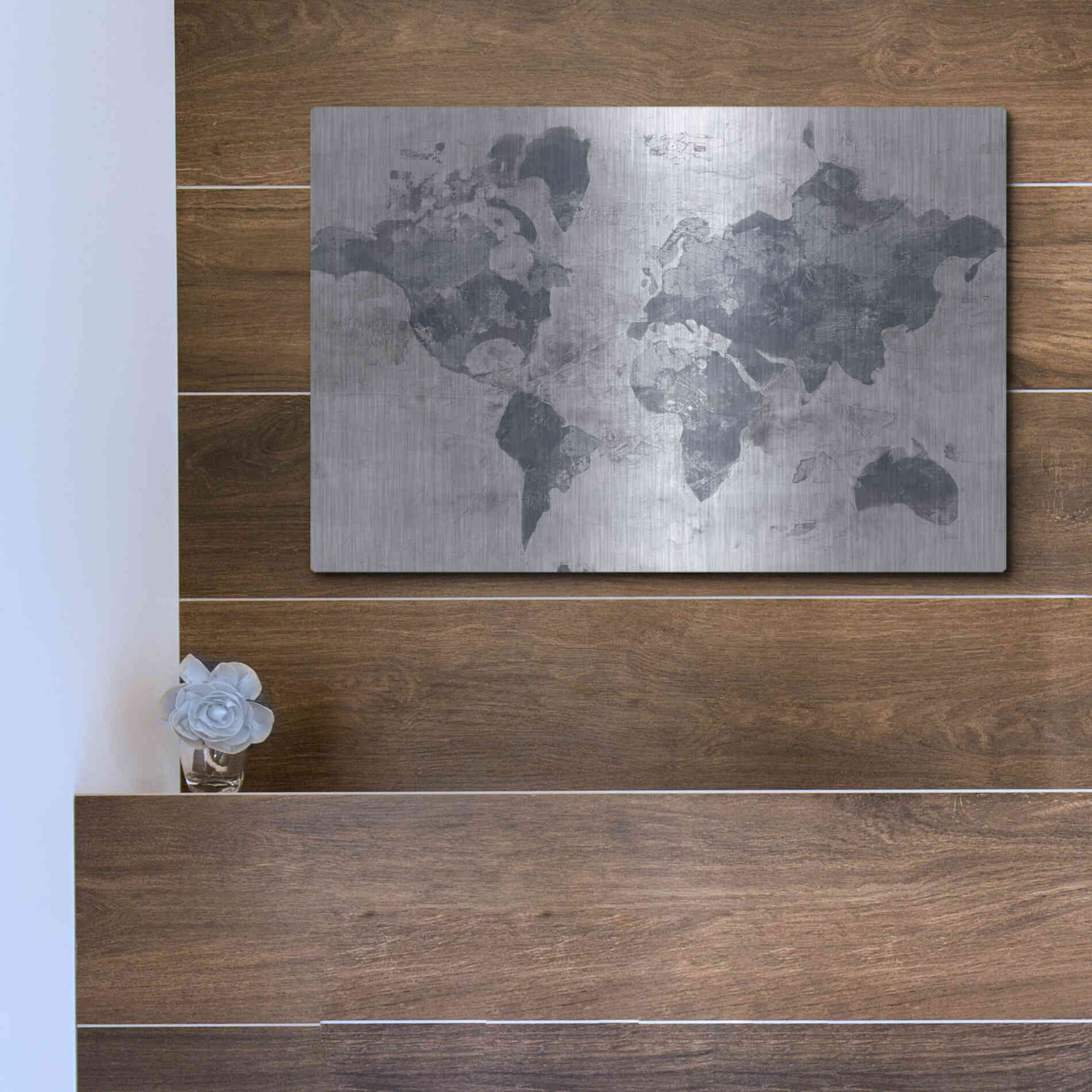 Luxe Metal Art 'Golden World Neutral' by Albena Hristova, Metal Wall Art,16x12