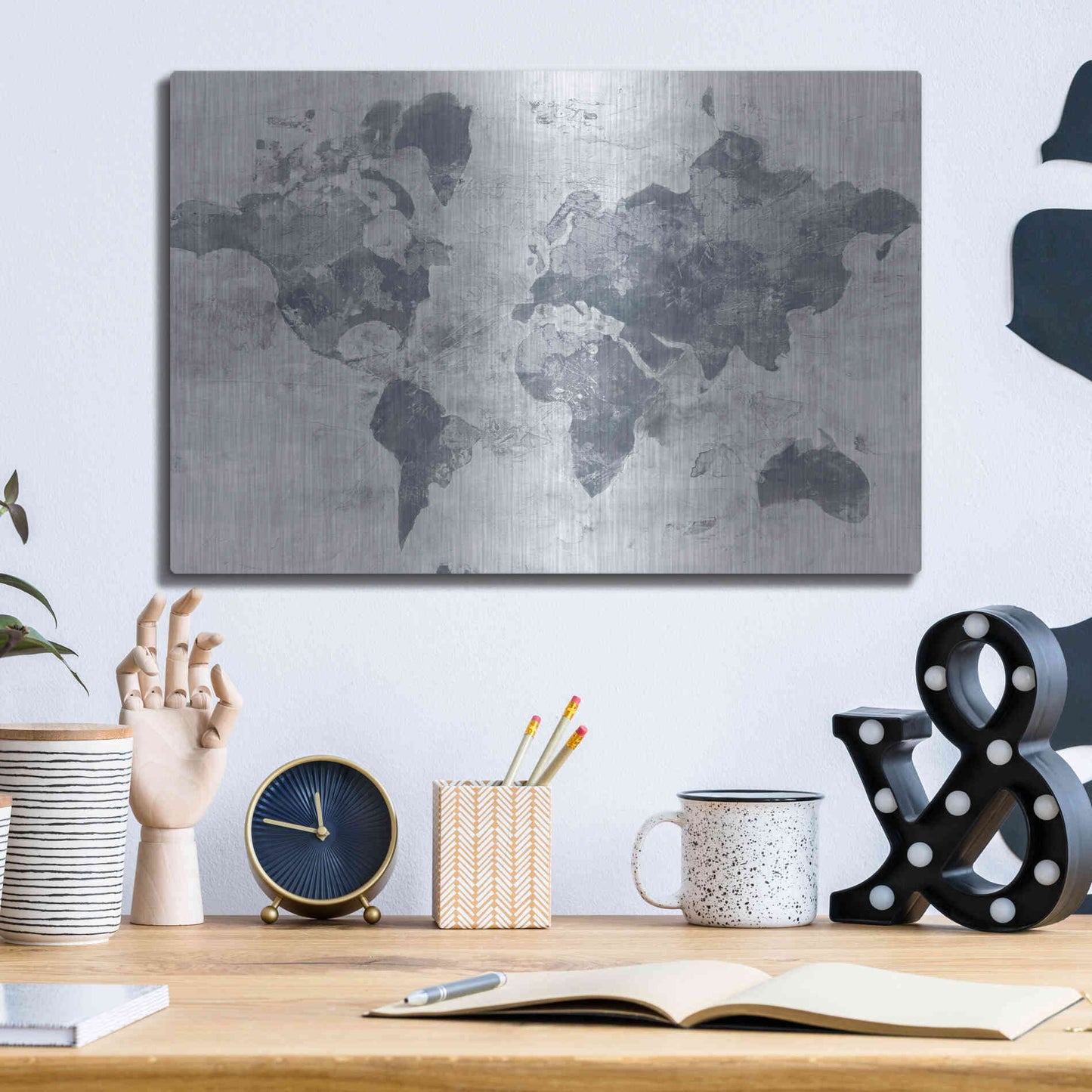 Luxe Metal Art 'Golden World Neutral' by Albena Hristova, Metal Wall Art,16x12