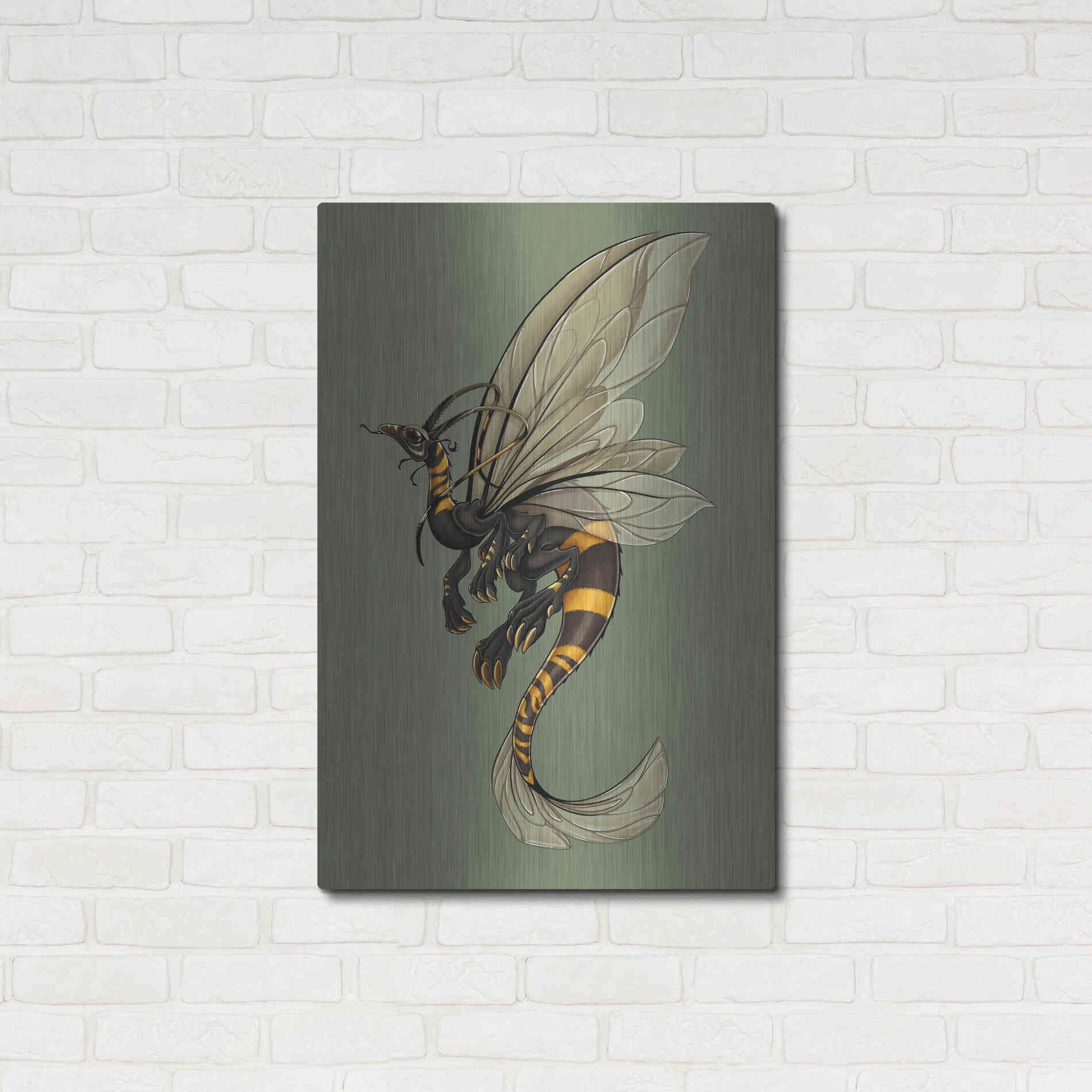 Luxe Metal Art 'Bee Dragon Celadon' by Avery Multer, Metal Wall Art,24x36